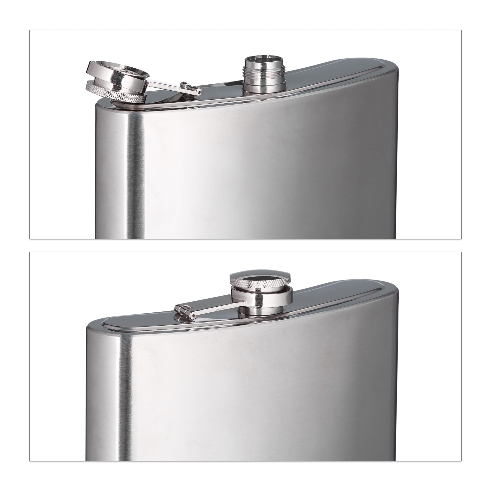 Flachmann XXL 1,8l Edelstahl Silber von Relaxdays