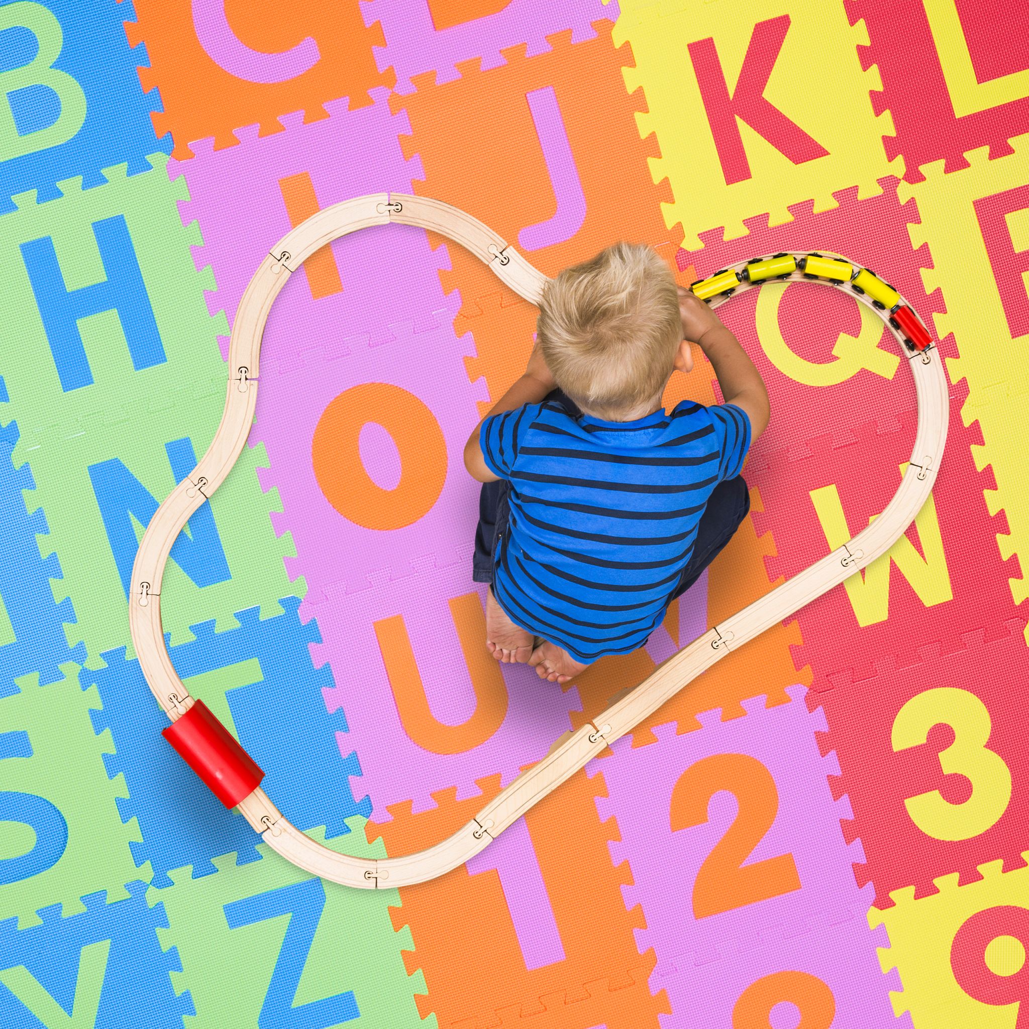 Spielmatte Puzzle 86-teiliges Set Gelb-Grün-Rot von Relaxdays