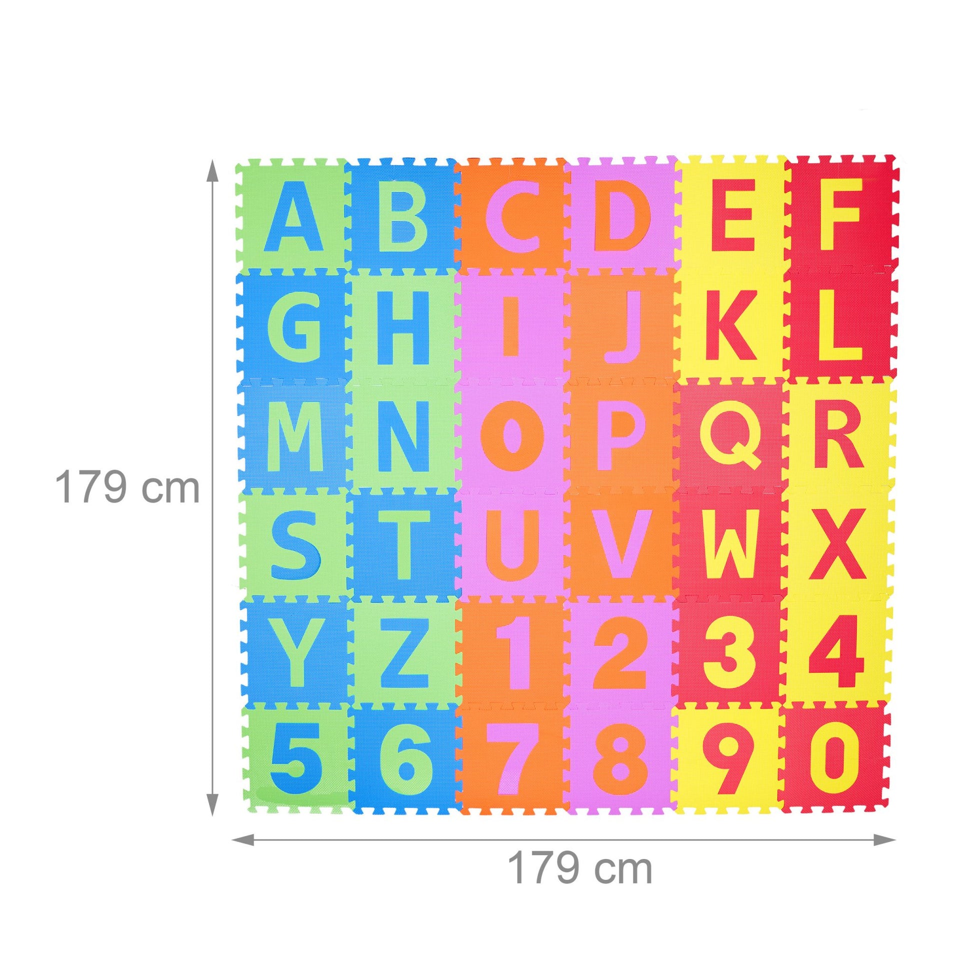 Spielmatte Puzzle 86-teiliges Set Gelb-Grün-Rot von Relaxdays