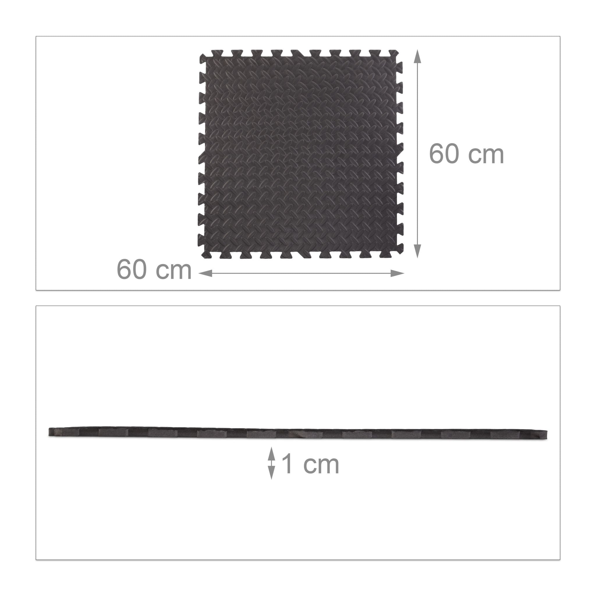 Schutzmatte Boden 8er-Set Schwarz von Relaxdays