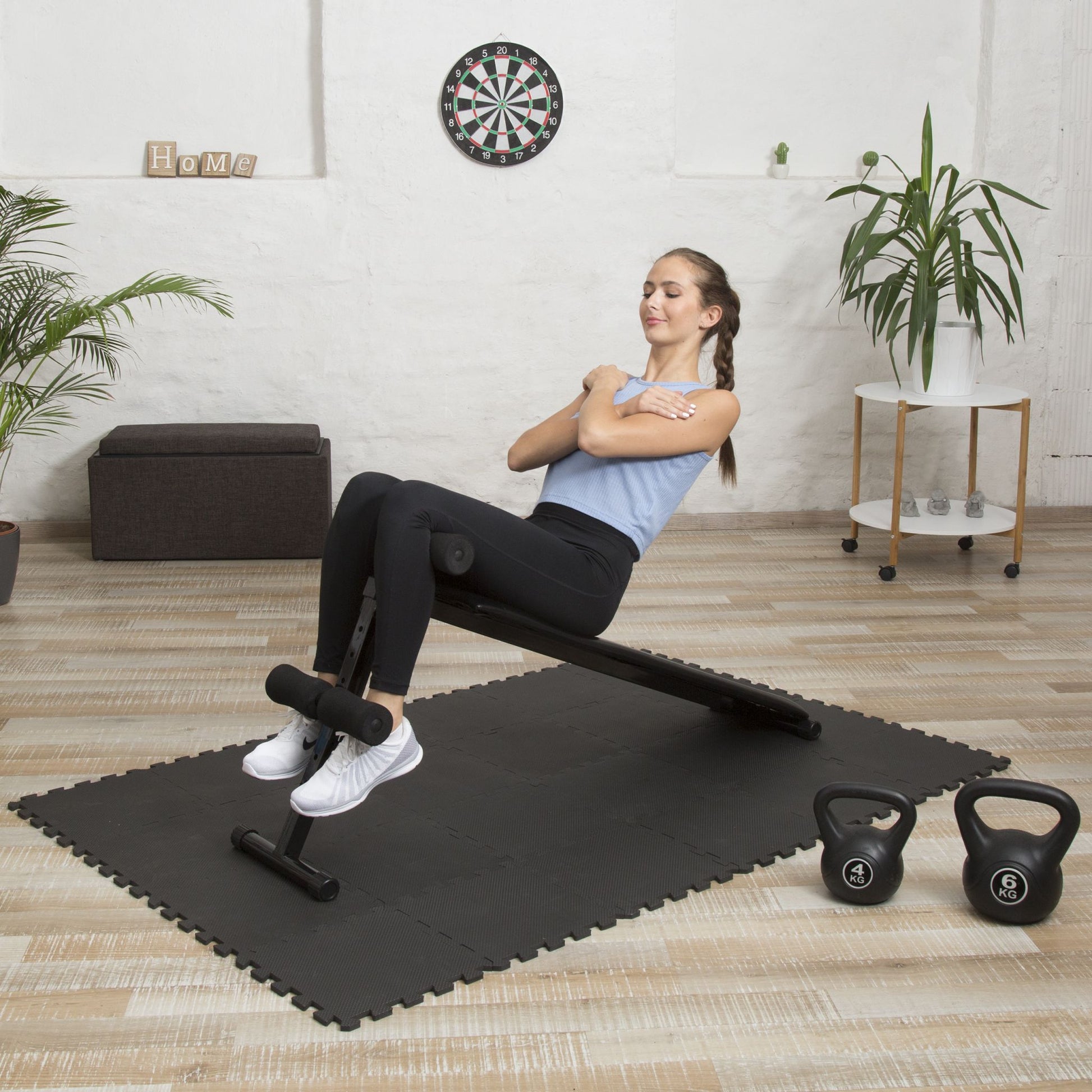 Bodenschutzmatte Fitnessgeräte 24er-Set Schwarz von Relaxdays
