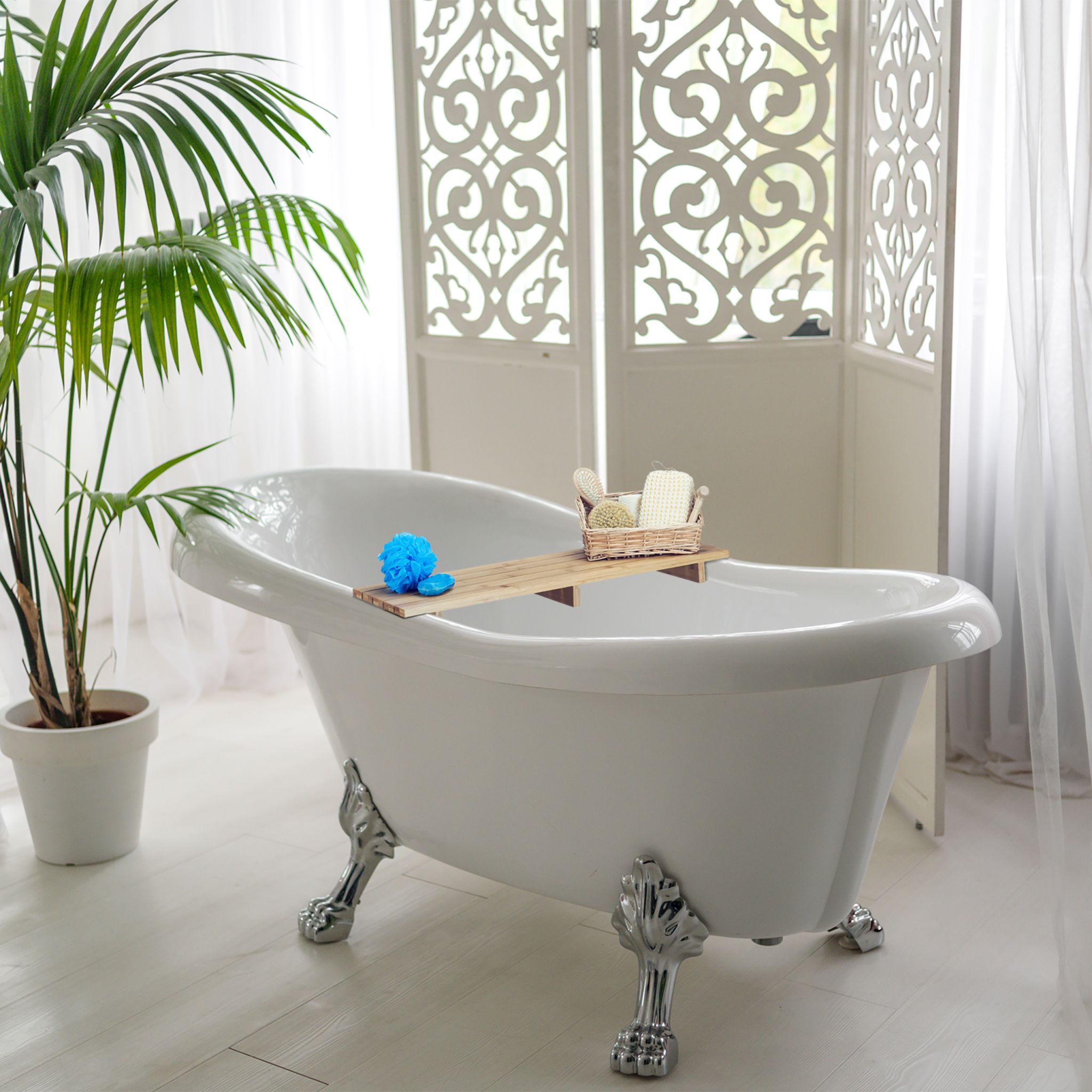 Badewannenablage Bambus 70cm Hellbraun von Relaxdays