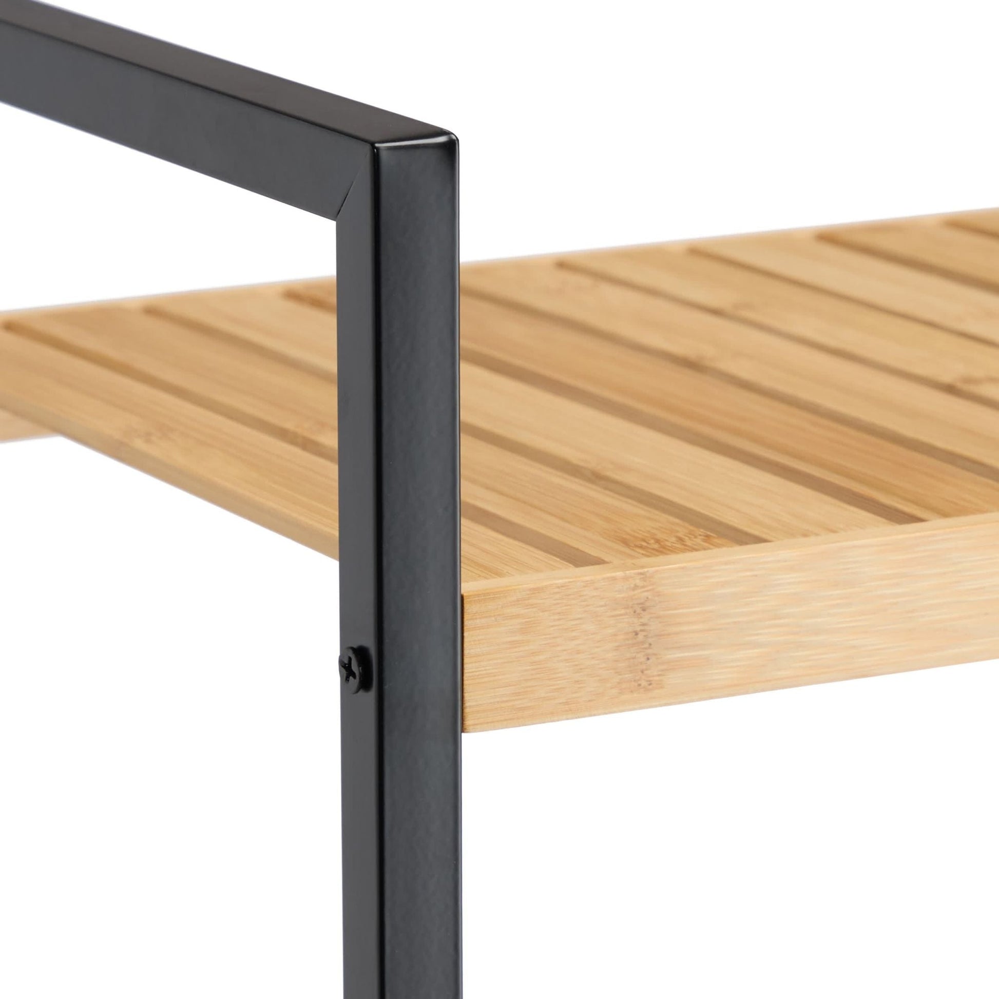 Regal Bambus + Stahl 4 Ablagen Hellbraun-Schwarz von Relaxdays