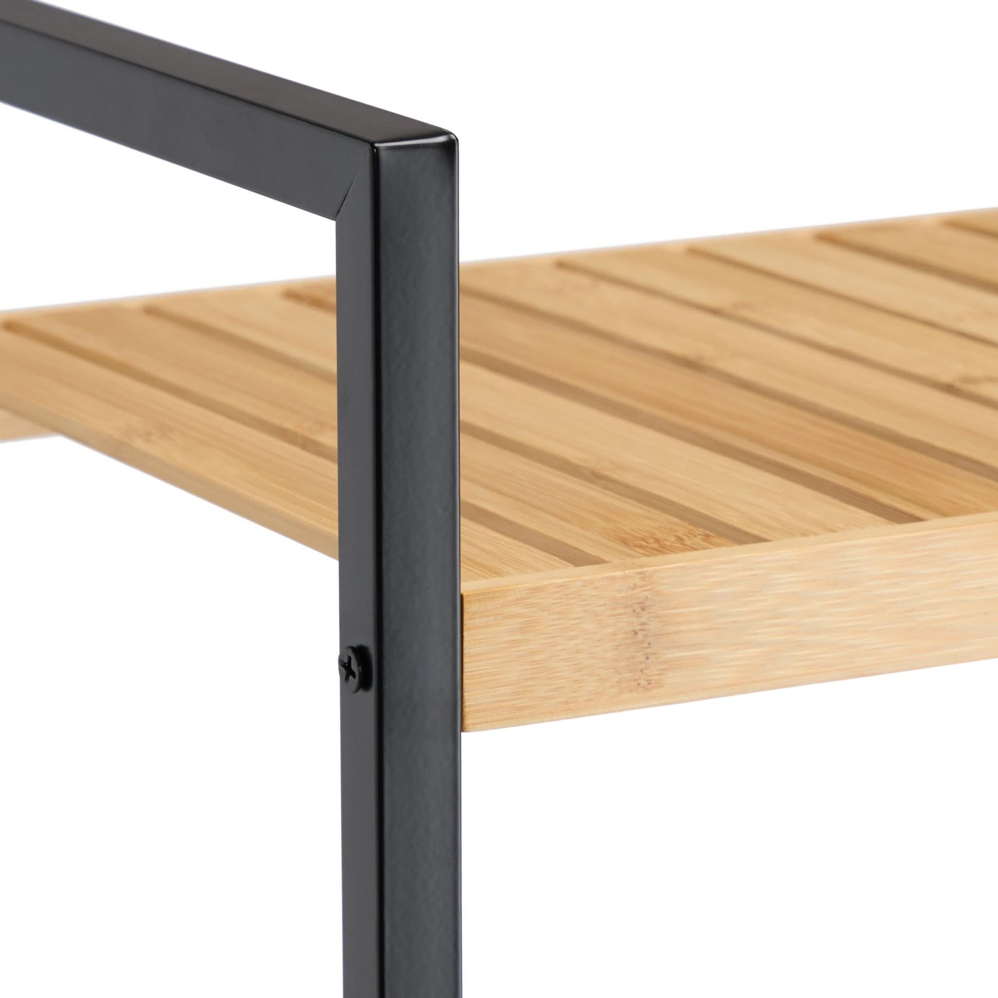 Regal Bambus + Stahl 4 Ablagen Hellbraun-Schwarz von Relaxdays