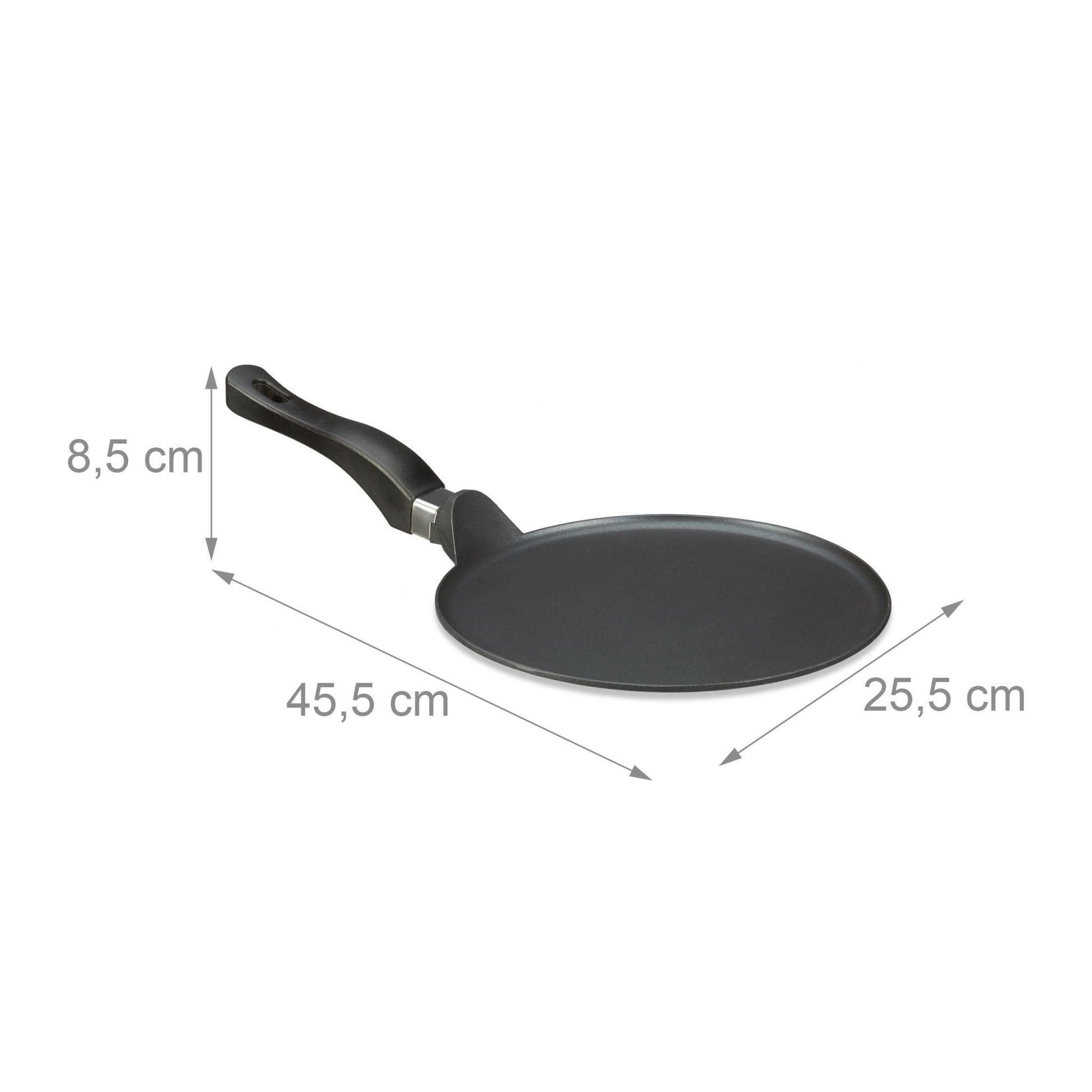 Crêpespfanne Aluguss schwarz 25cm Schwarz-Silber von Relaxdays
