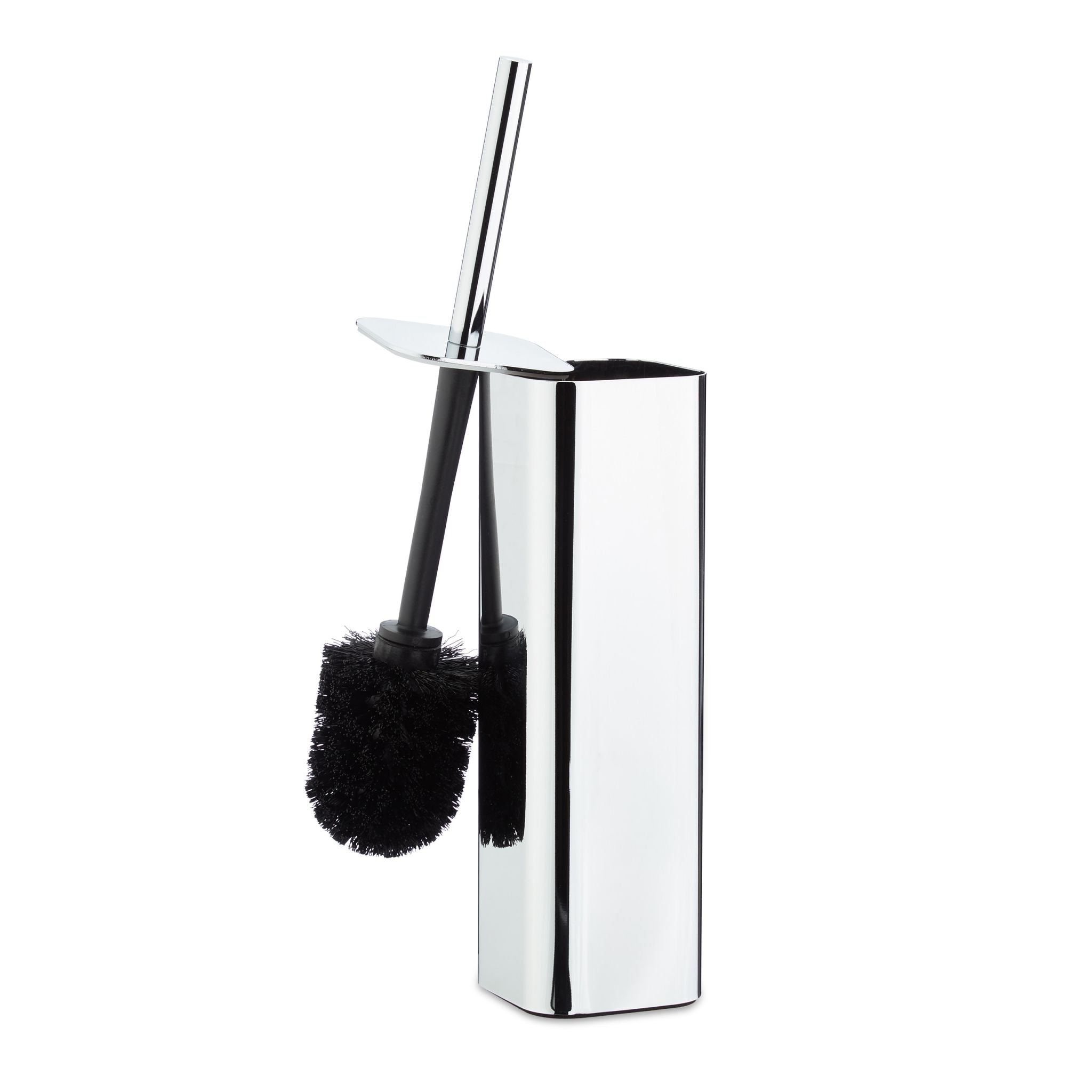 WC Bürstenhalter Wand Schwarz-Silber von Relaxdays