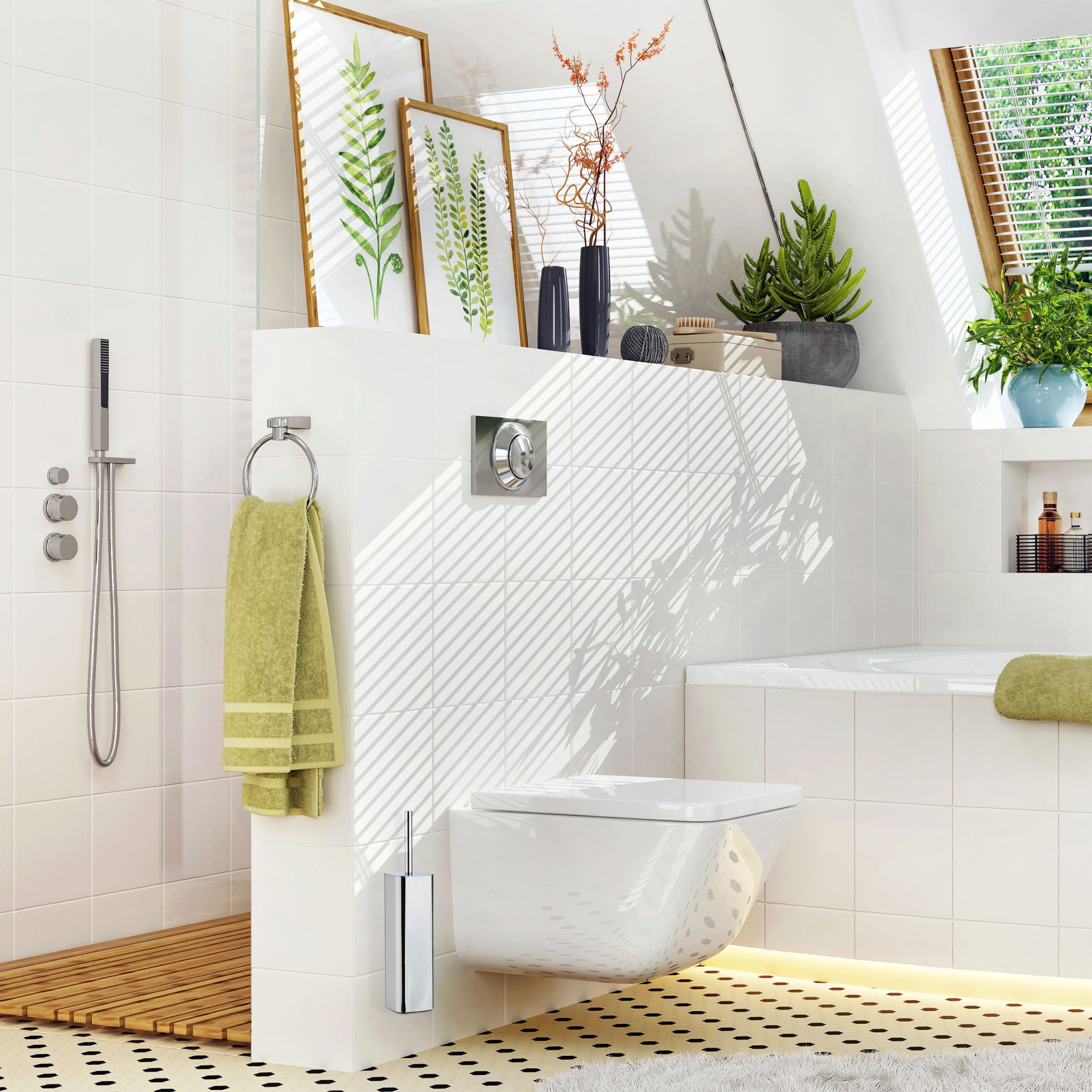 WC Bürstenhalter Wand Schwarz-Silber von Relaxdays
