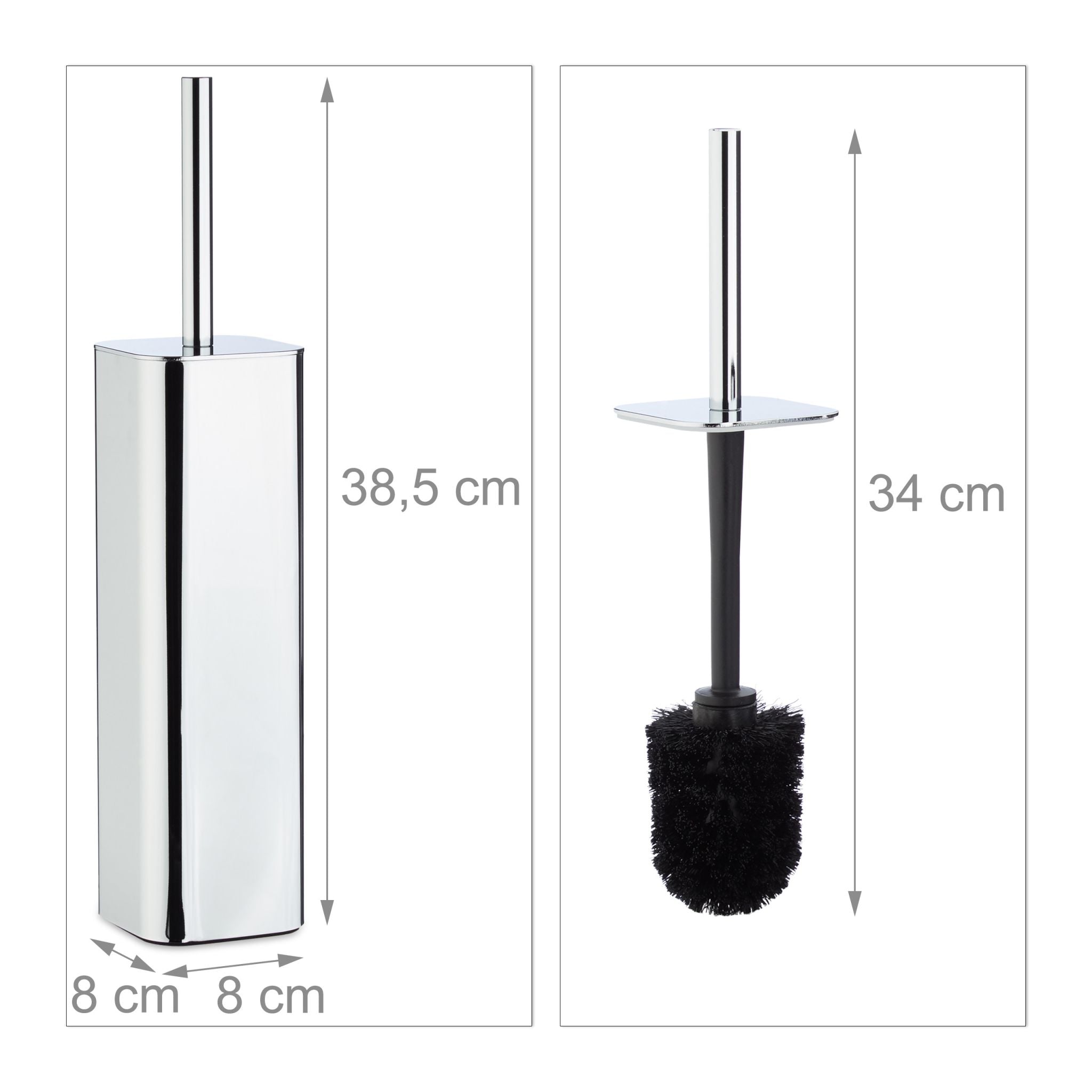 WC Bürstenhalter Wand Schwarz-Silber von Relaxdays