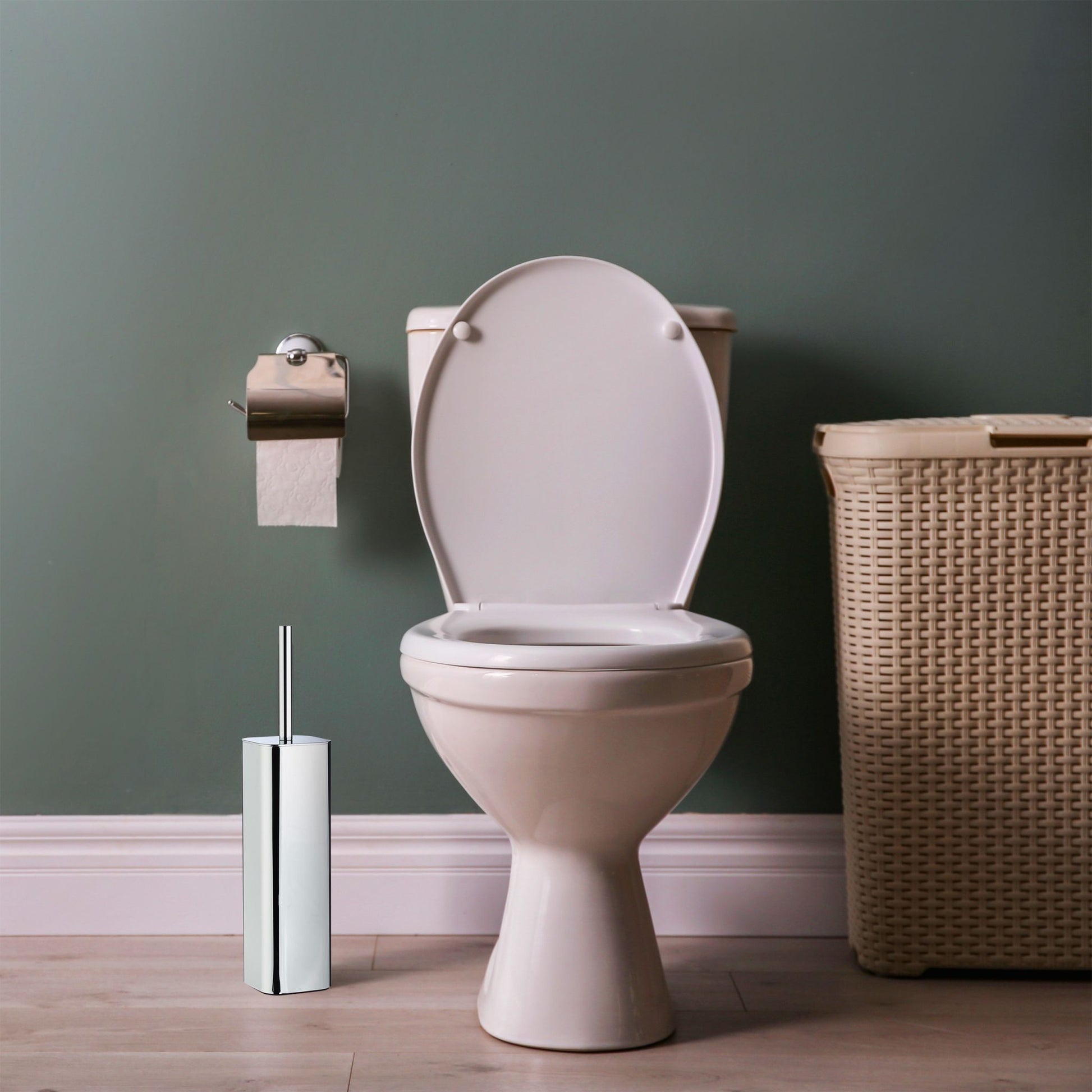 WC Bürstenhalter Wand Schwarz-Silber von Relaxdays