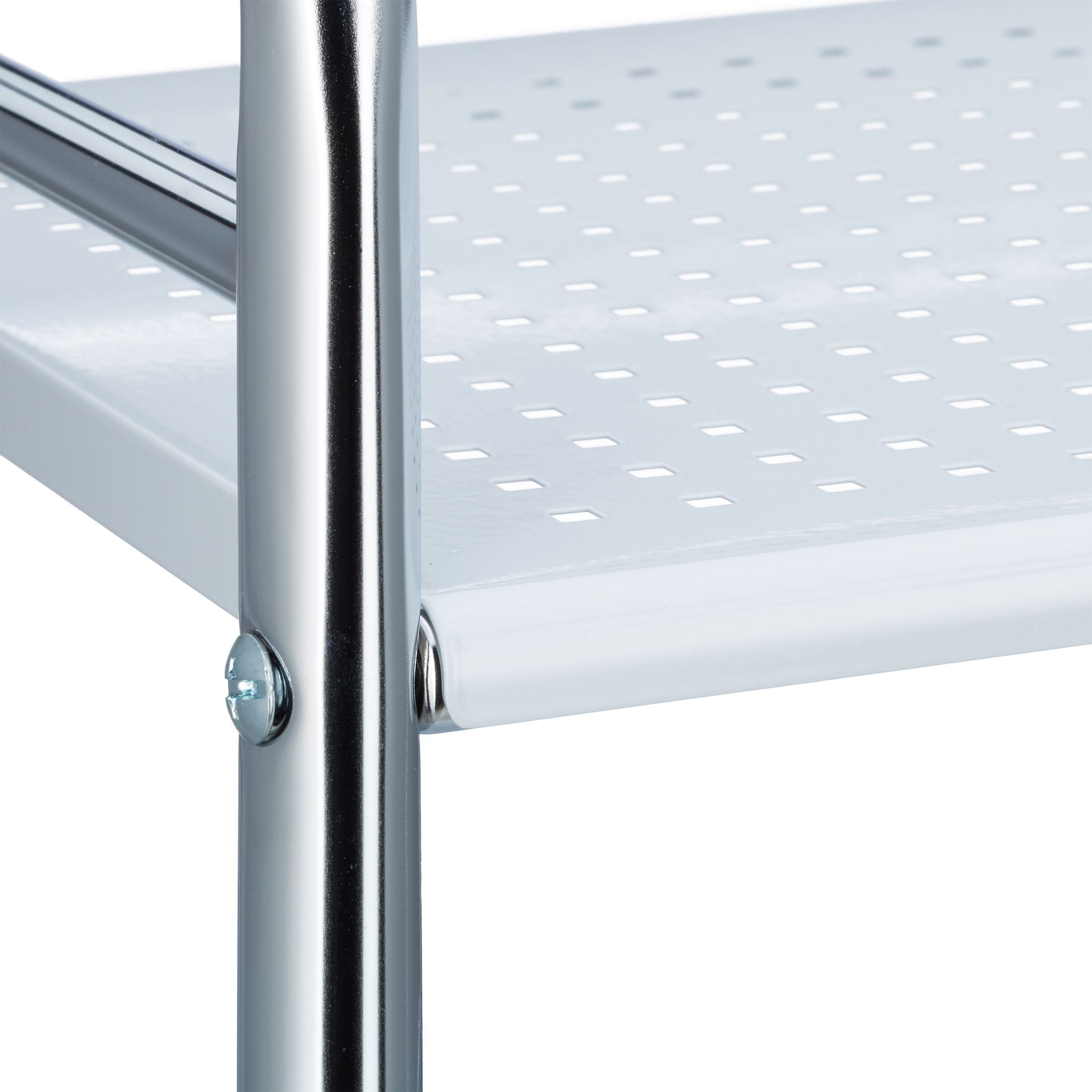 Servierwagen Metall mit 3 Ablagen Weiss-Silber