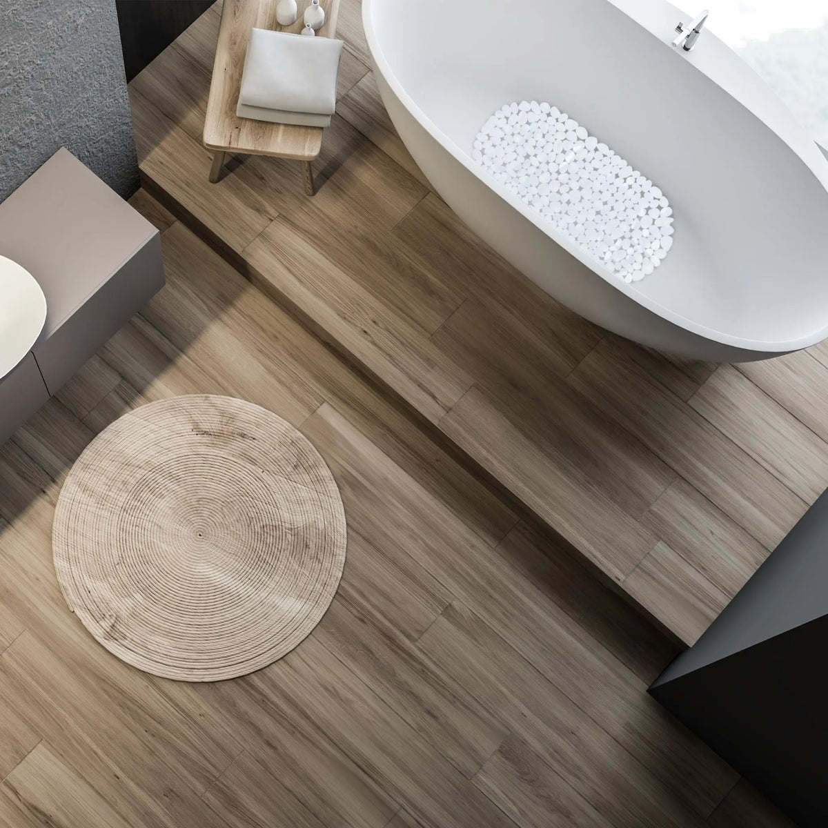 Badewanneneinlage Steinoptik Grau von Relaxdays
