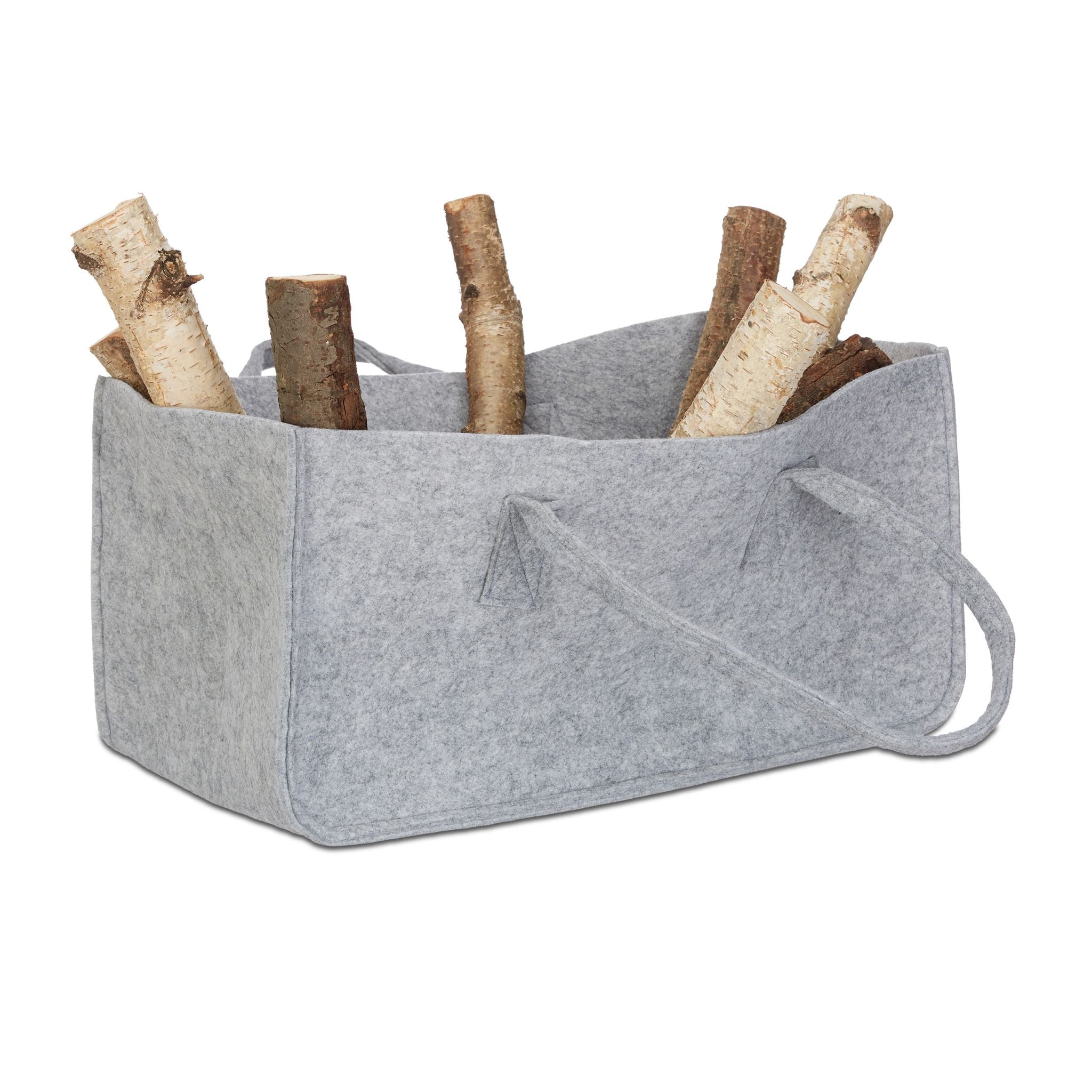 Kaminholztasche Filz Grau von Relaxdays