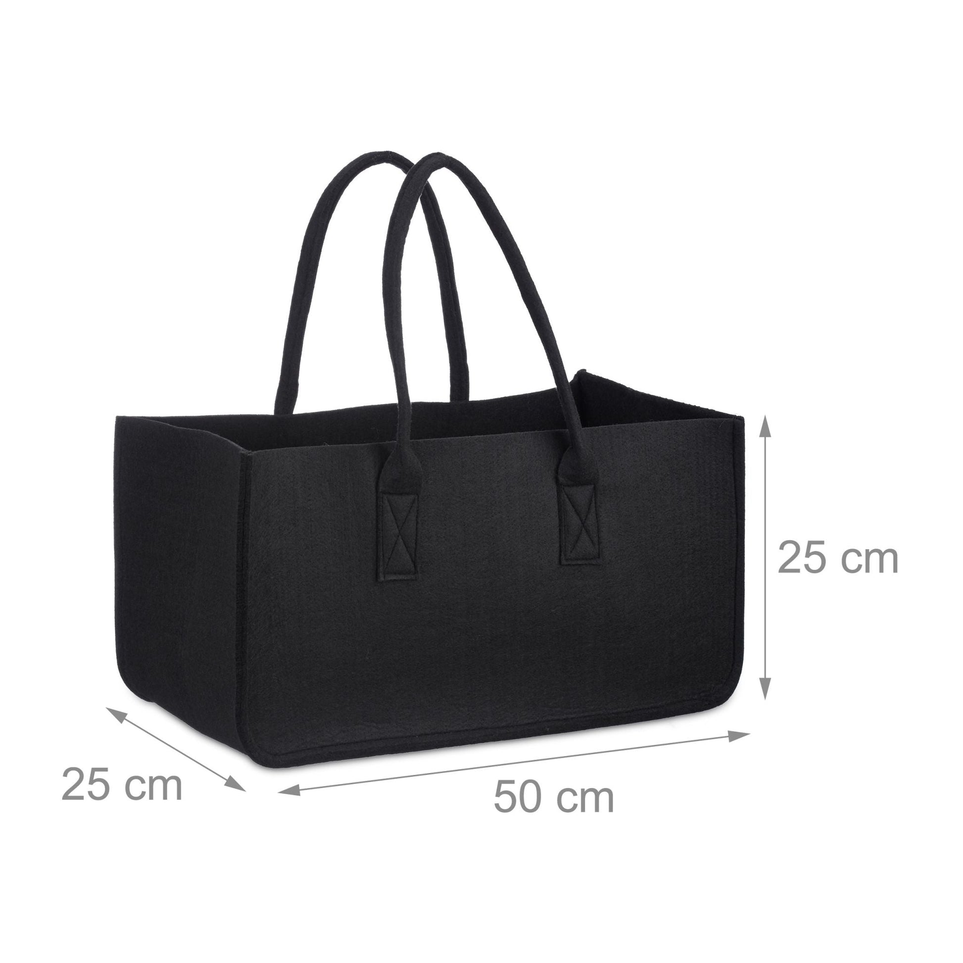 Kaminholztasche Filz Schwarz von Relaxdays