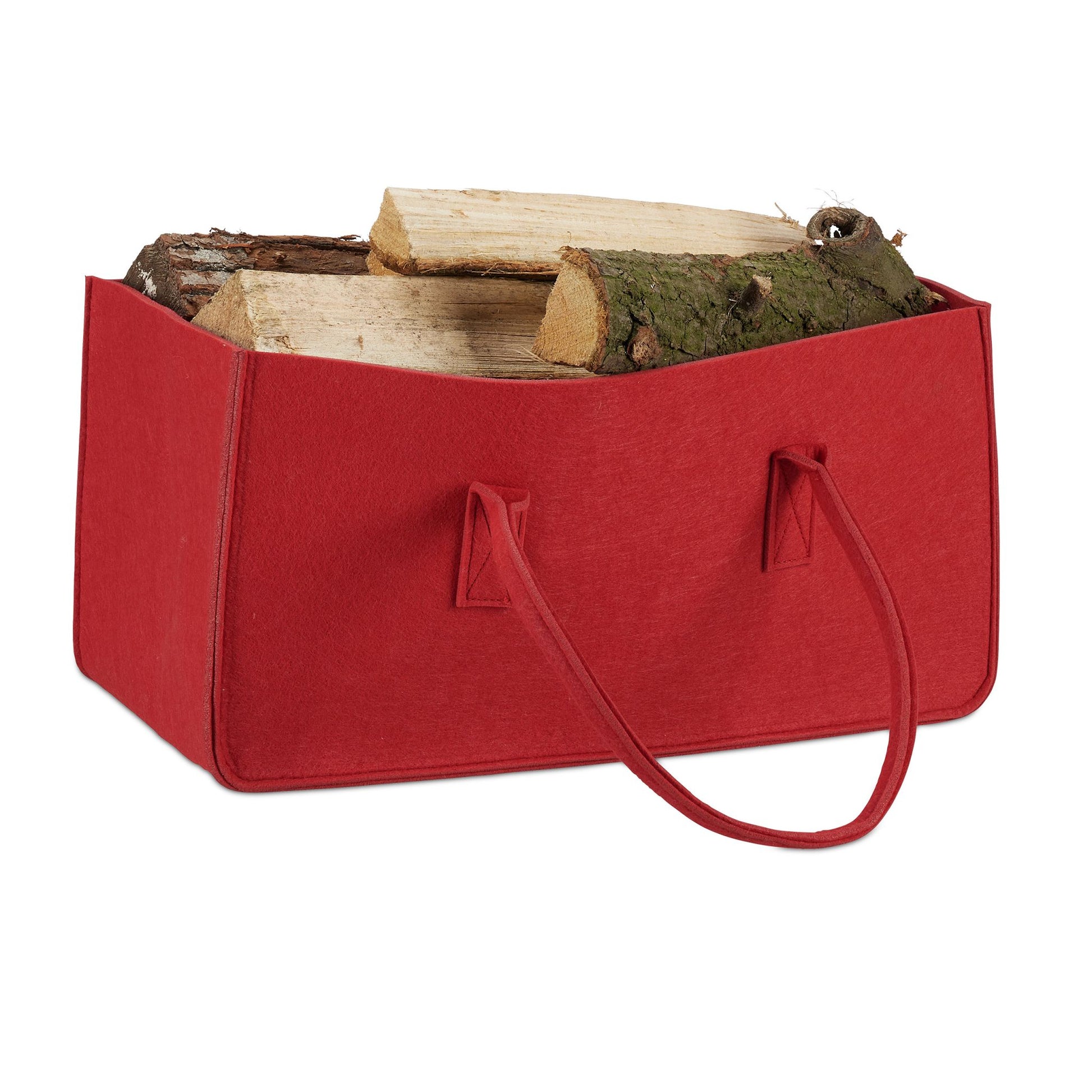 Kaminholztasche Filz Rot von Relaxdays