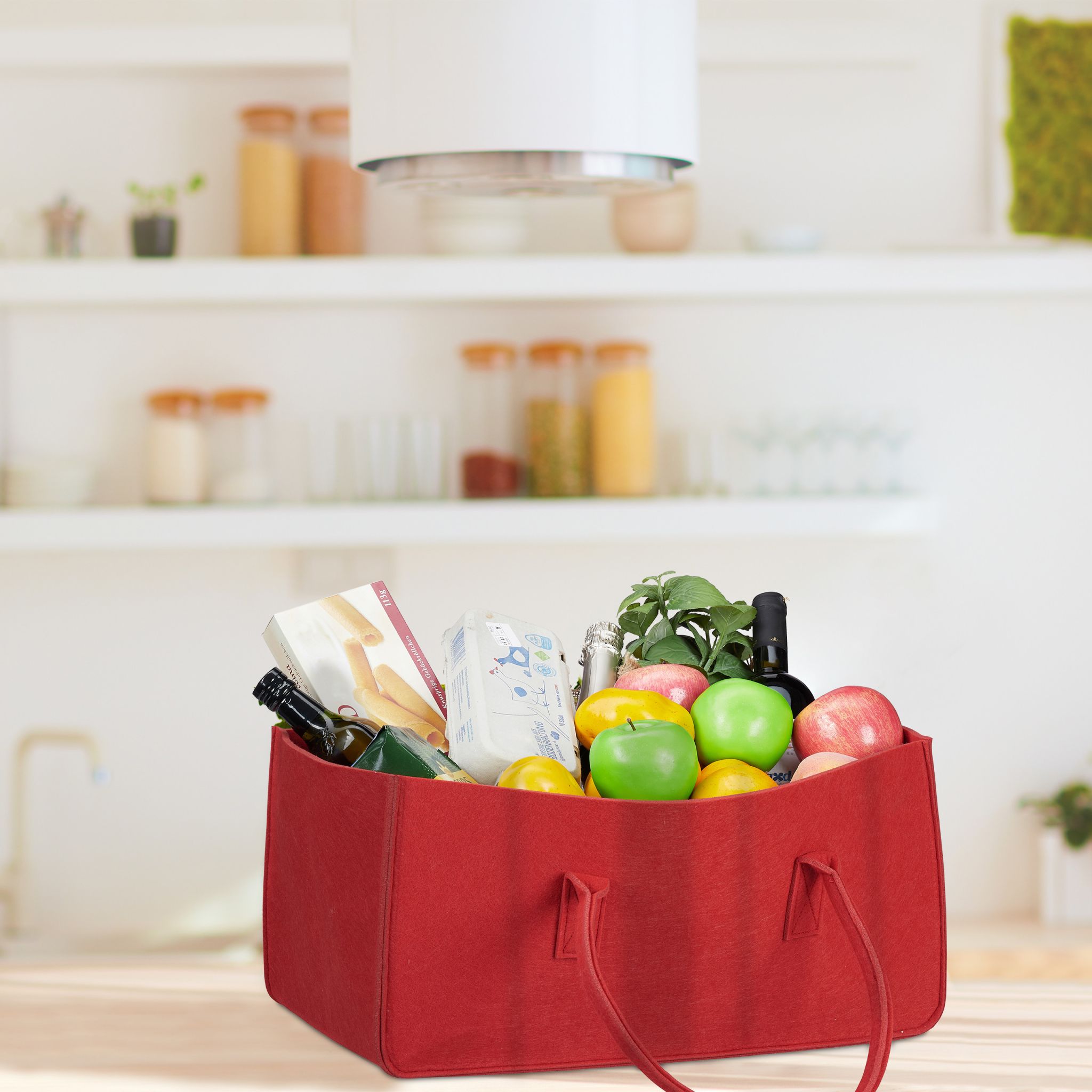 Kaminholztasche Filz Rot von Relaxdays