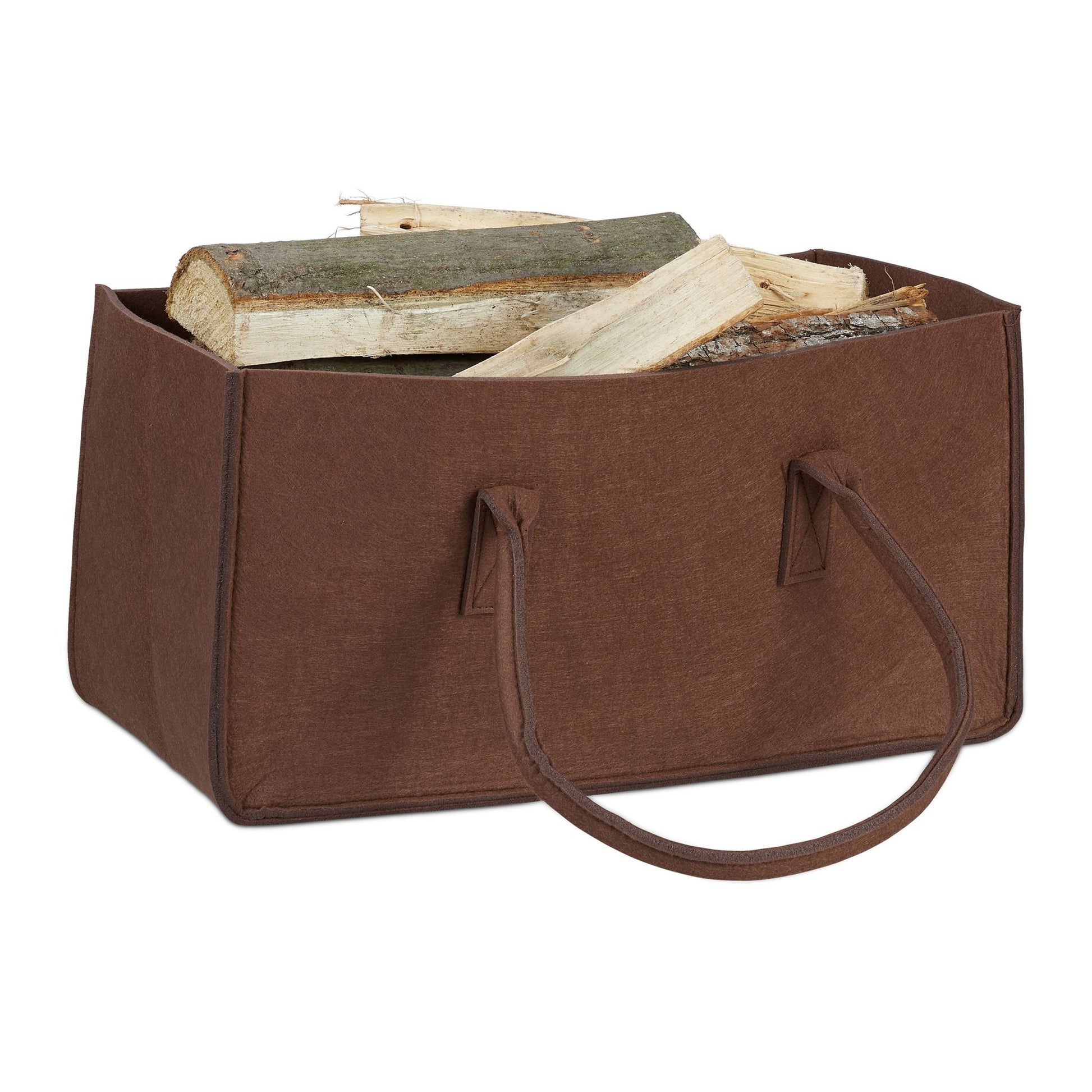 Kaminholztasche Filz Dunkelbraun von Relaxdays