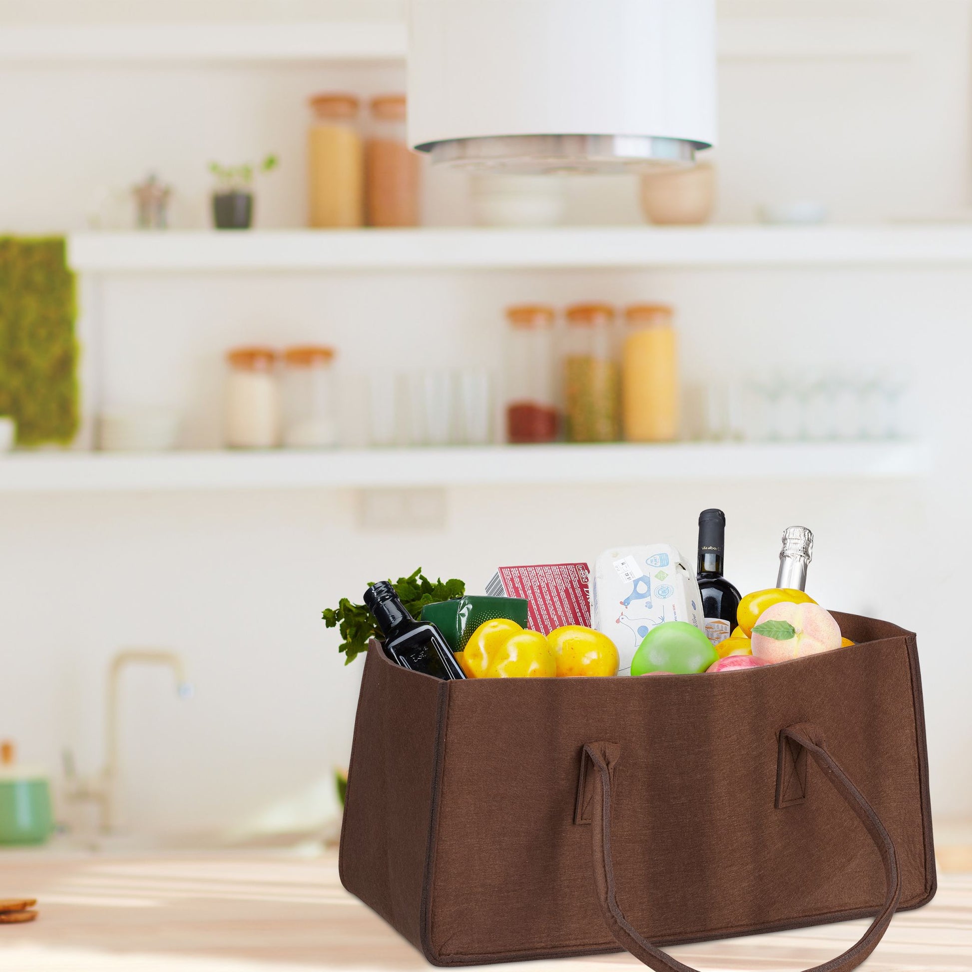Kaminholztasche Filz Dunkelbraun von Relaxdays