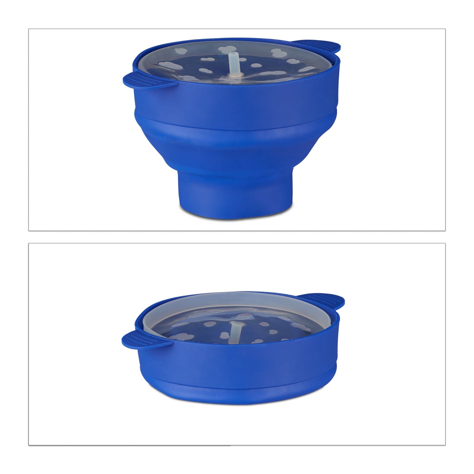 Popcorn Maker Silikon für die Mikrowelle Blau-Transparent von Relaxdays