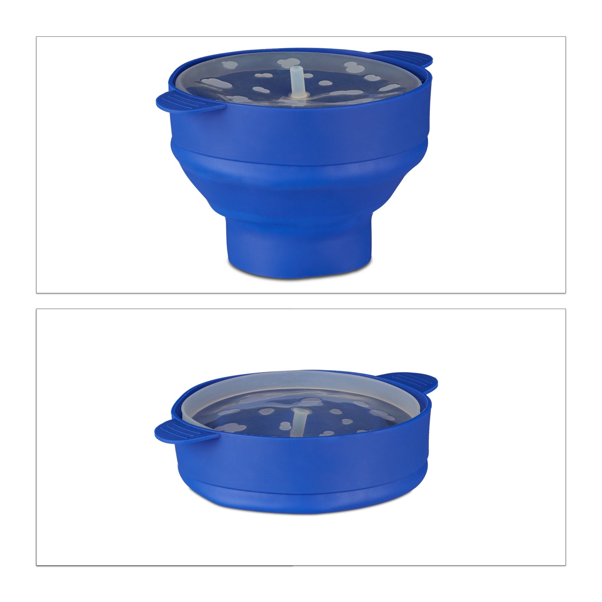 Popcorn Maker Silikon für die Mikrowelle Blau-Transparent von Relaxdays