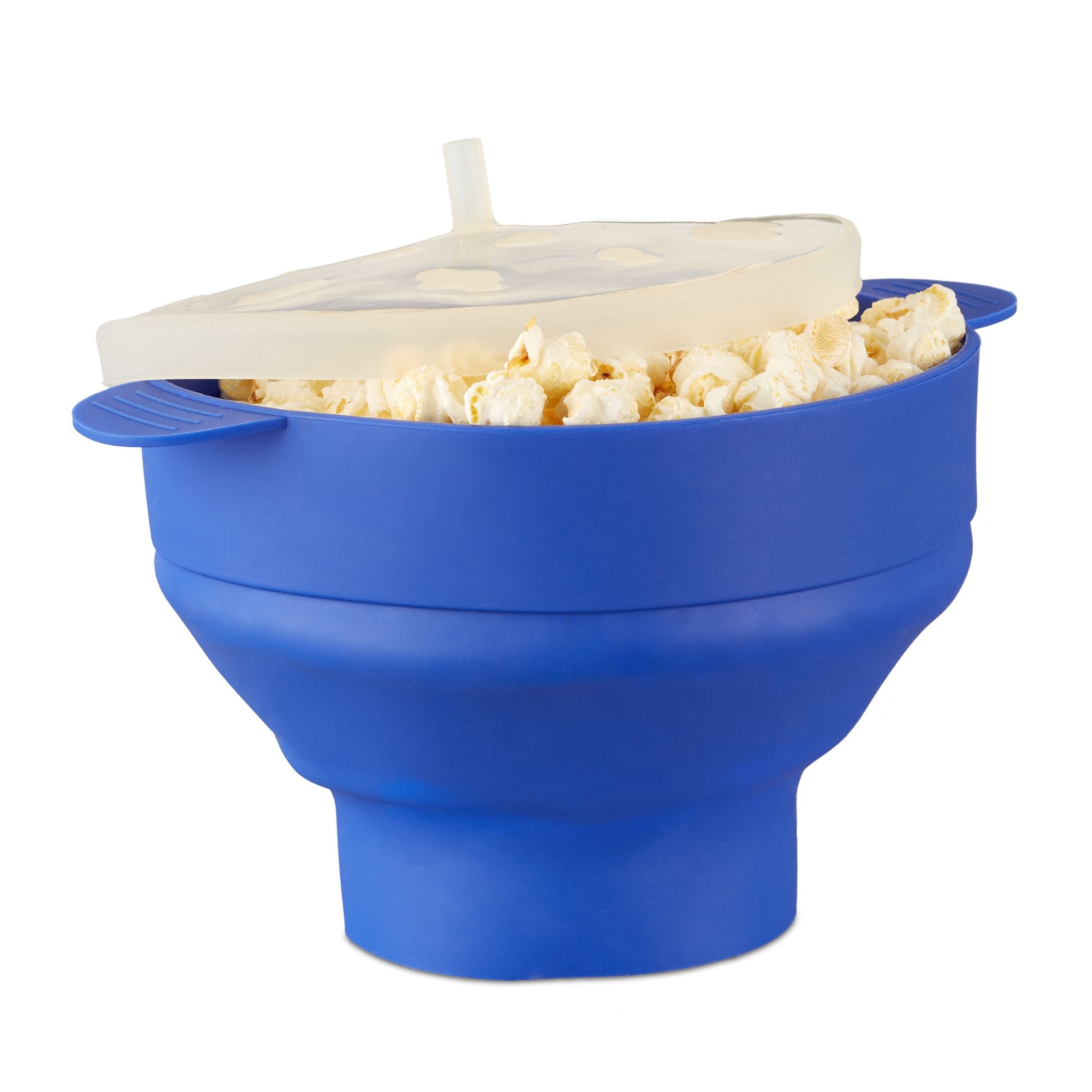 Popcorn Maker Silikon für die Mikrowelle Blau-Transparent von Relaxdays