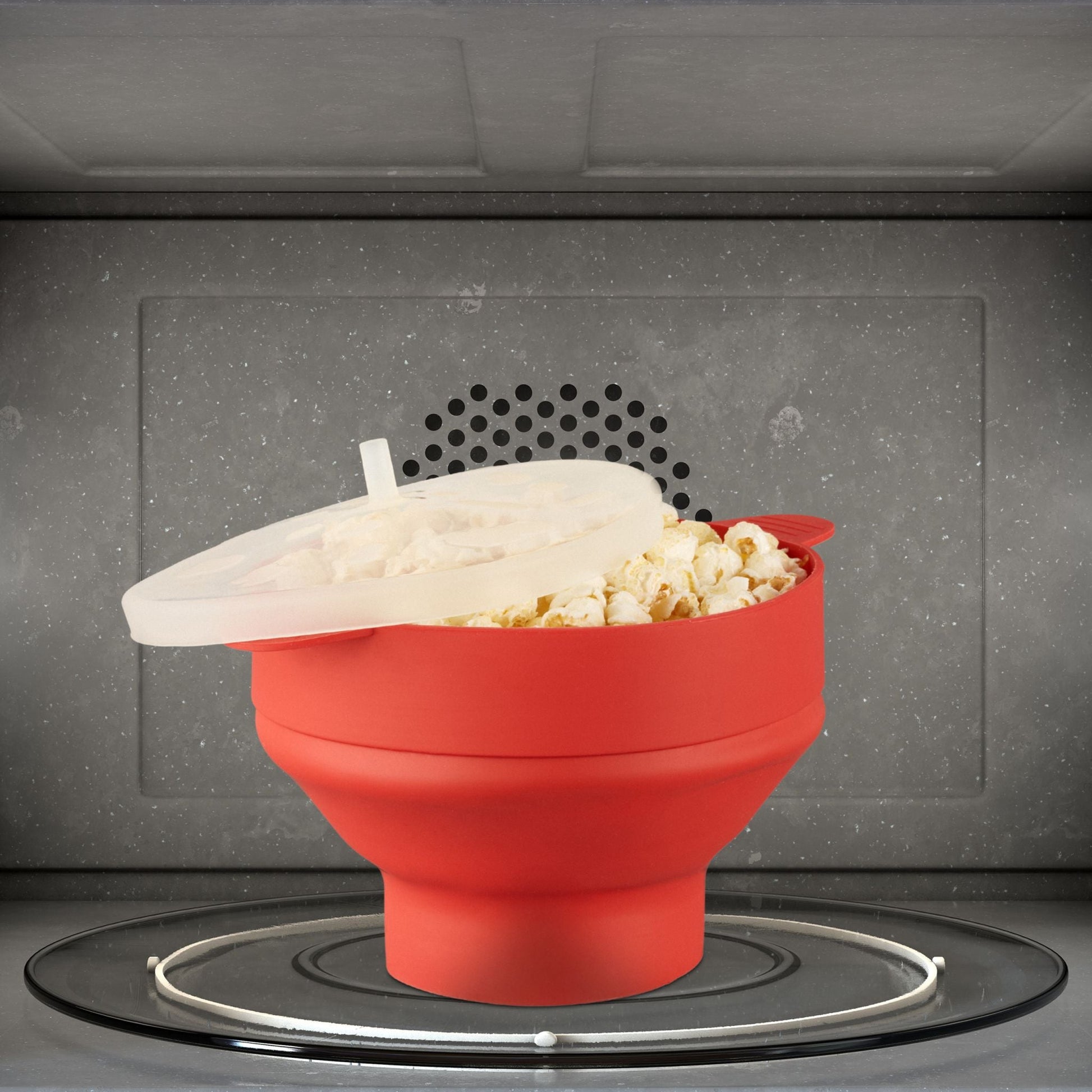 Popcorn Maker Silikon für die Mikrowelle Blau-Transparent von Relaxdays