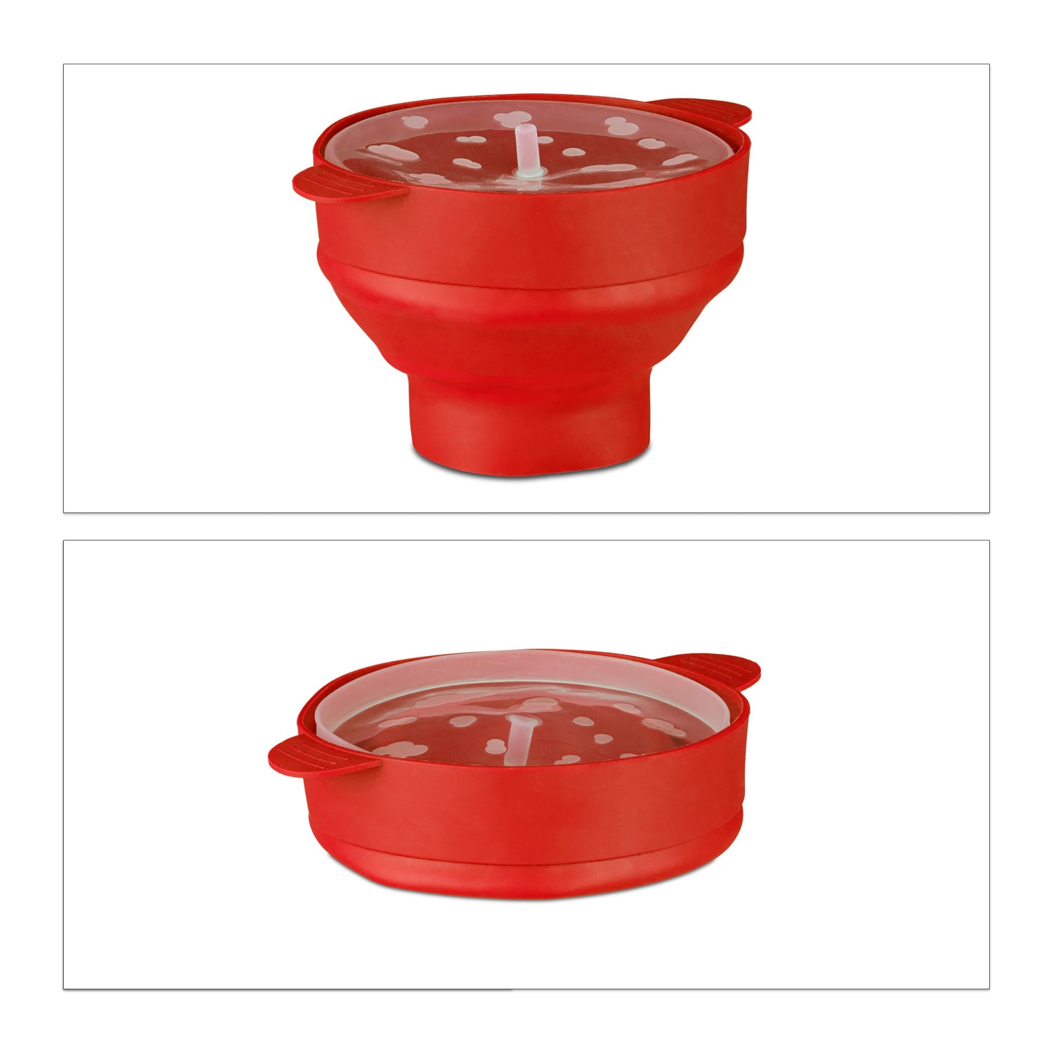Popcorn Maker Silikon für die Mikrowelle Rot-Transparent