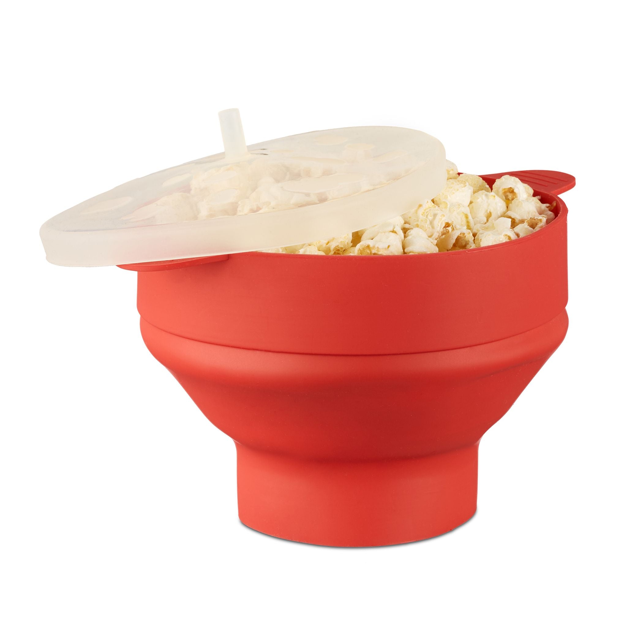 Popcorn Maker Silikon für die Mikrowelle Rot-Transparent