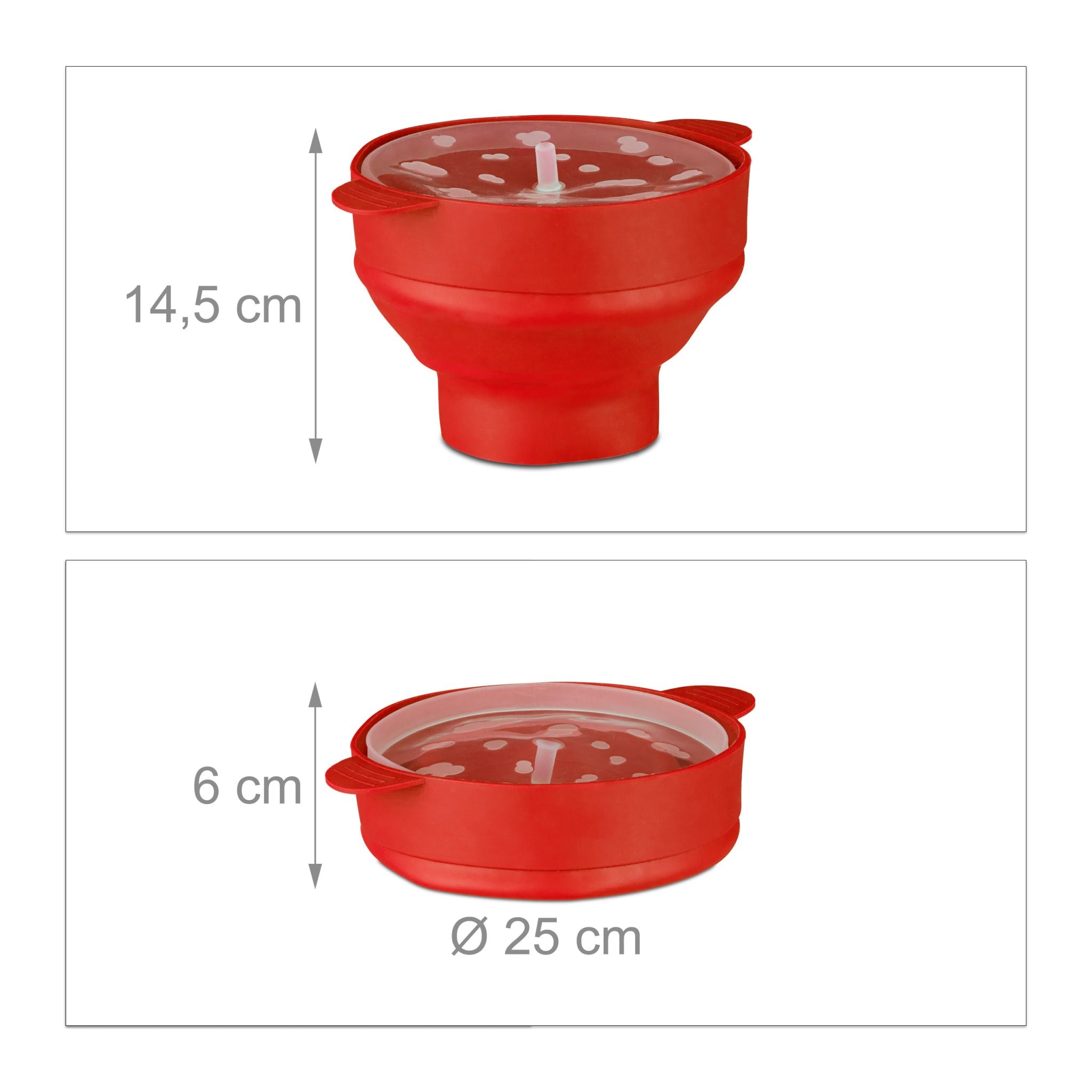 Popcorn Maker Silikon für die Mikrowelle Rot-Transparent