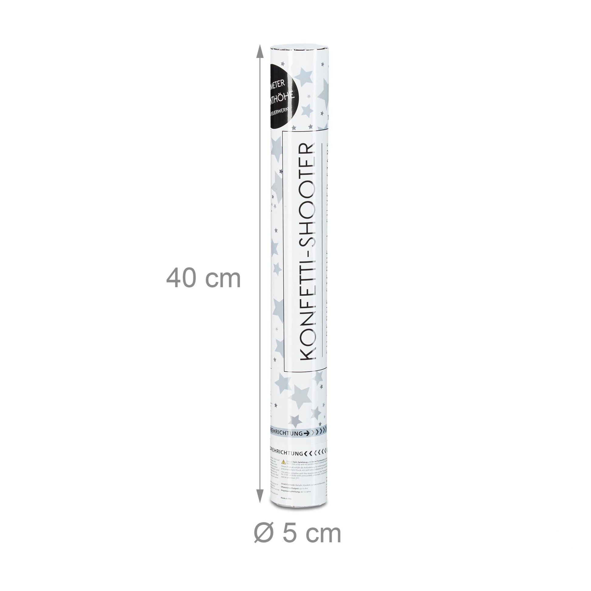 Party Popper Silber Sterne 40cm Silber von Relaxdays
