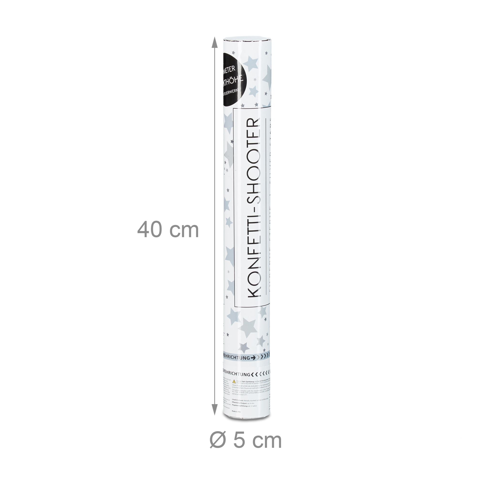 Party Popper Silber Sterne 40cm Silber von Relaxdays
