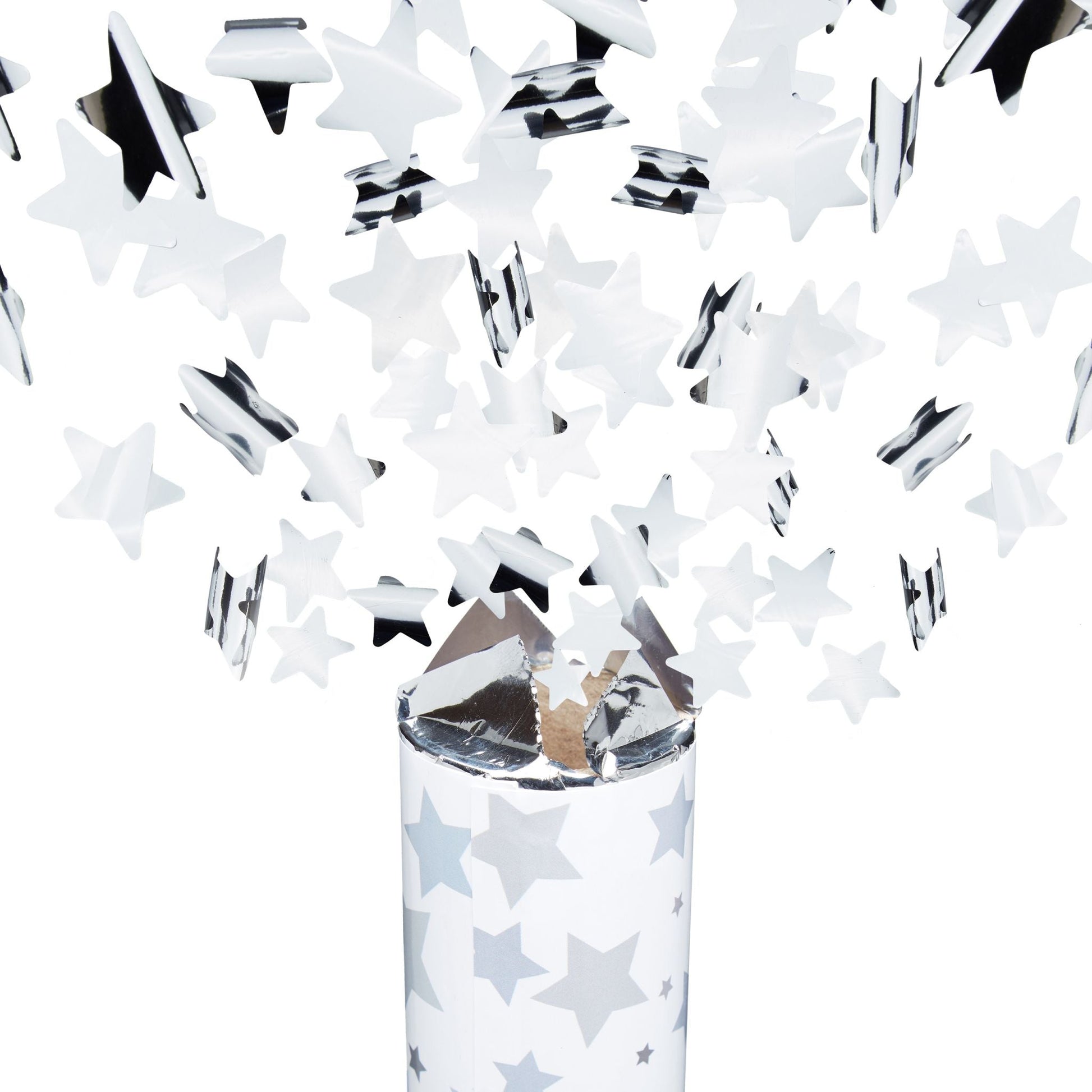 Party Popper Silber Sterne 40cm Silber von Relaxdays