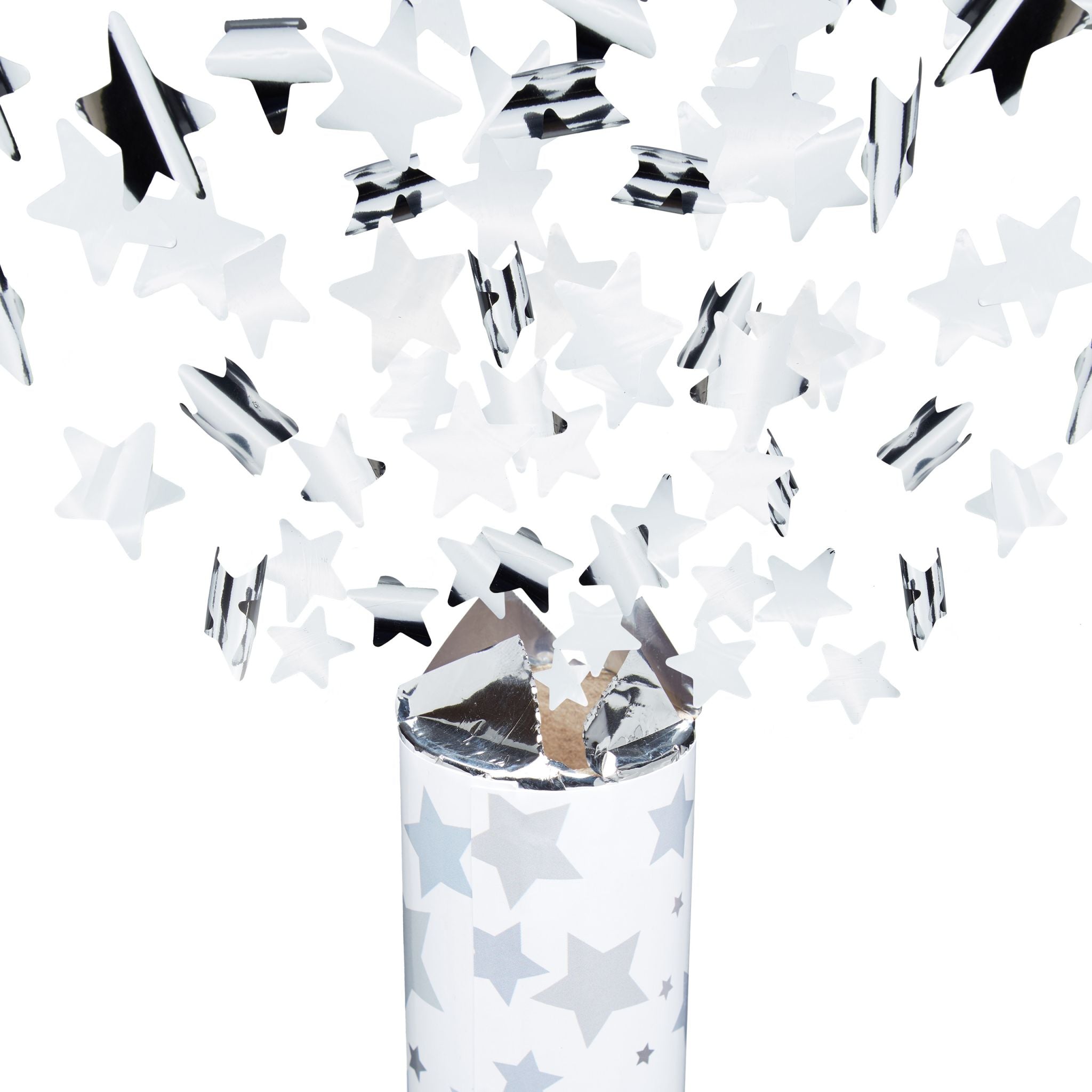 Party Popper Silber Sterne 40cm Silber von Relaxdays