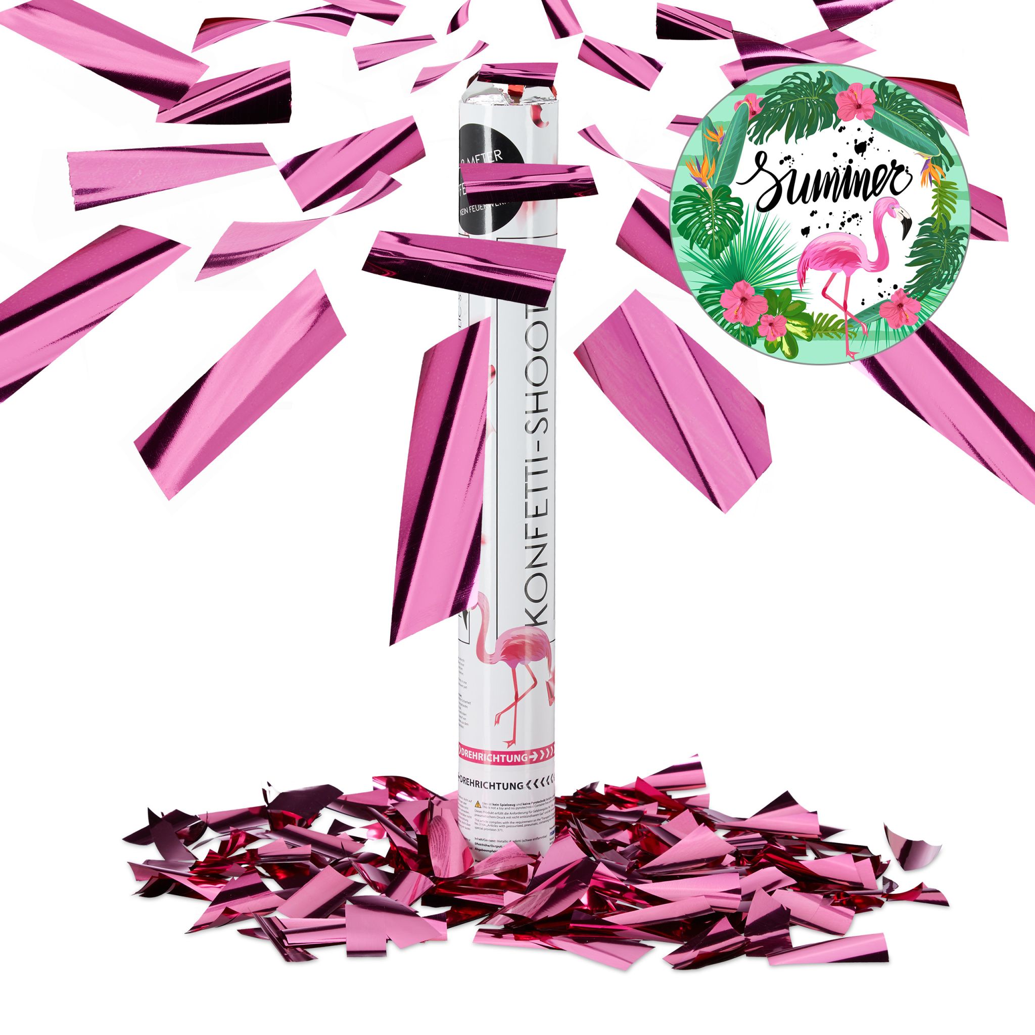 Party Popper Pink 40cm Kanone Pink von Relaxdays