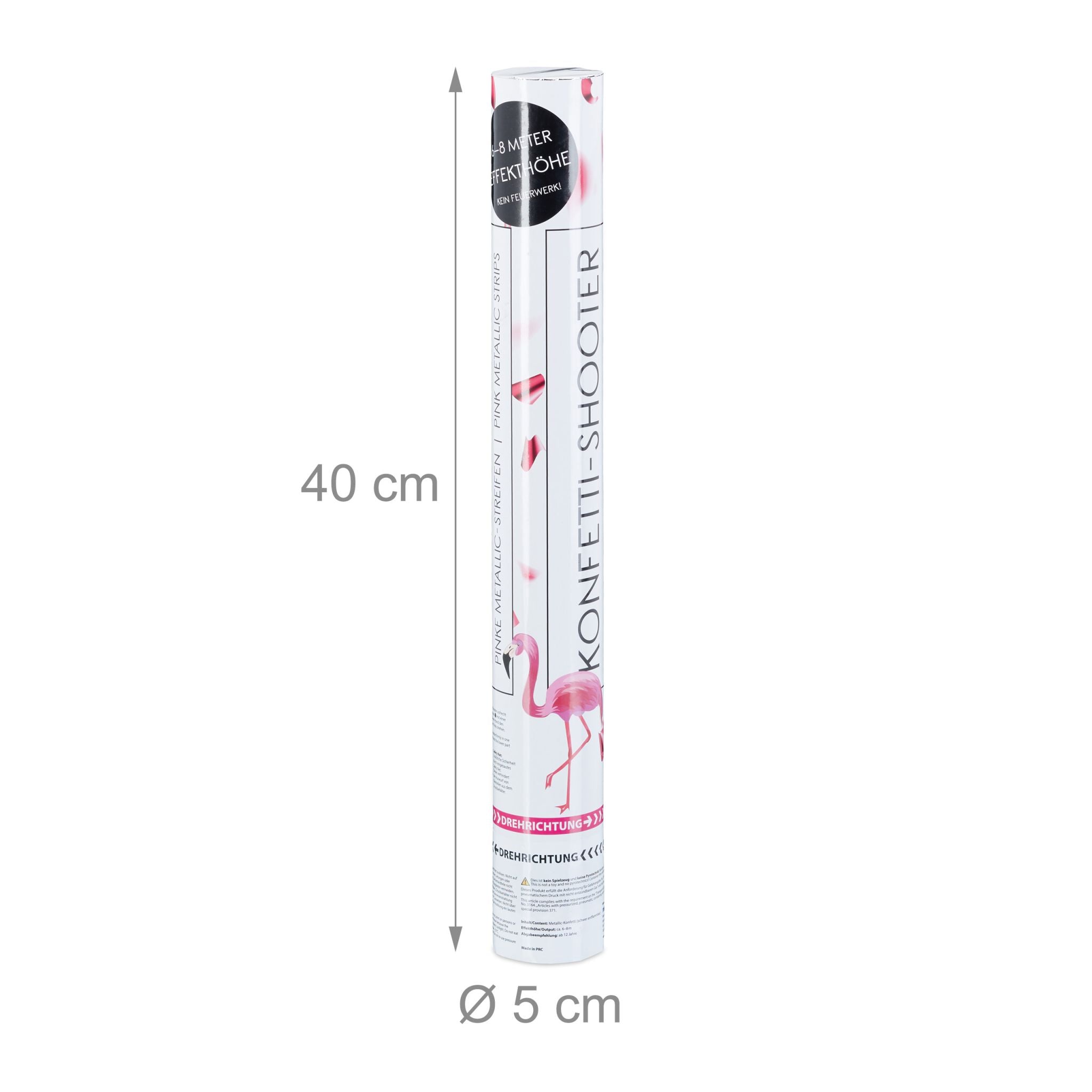 Party Popper Pink 40cm Kanone Pink von Relaxdays