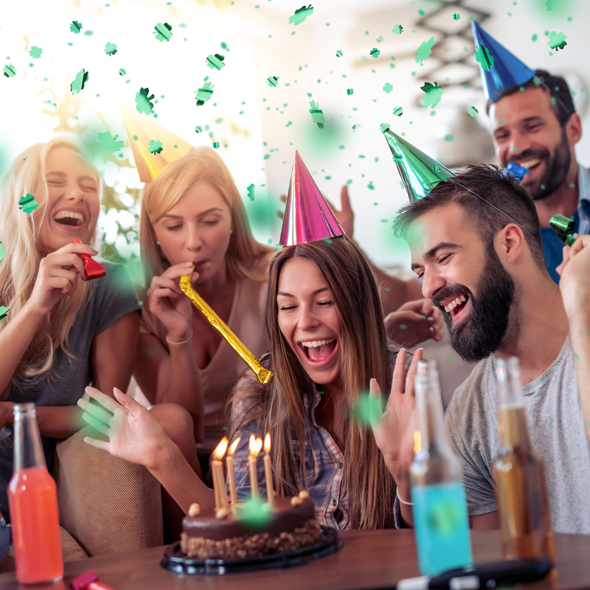 Party Popper Kleeblatt Glücksregen grün Grün von Relaxdays