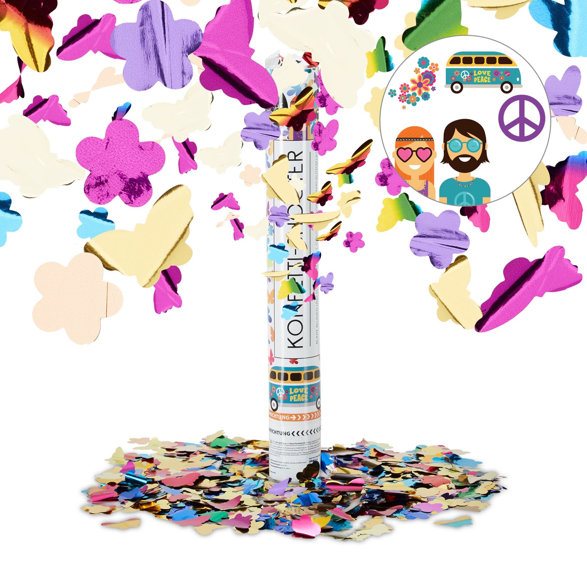 Party Popper bunt mit Schmetterlingen Weiss-Gold-Lila von Relaxdays