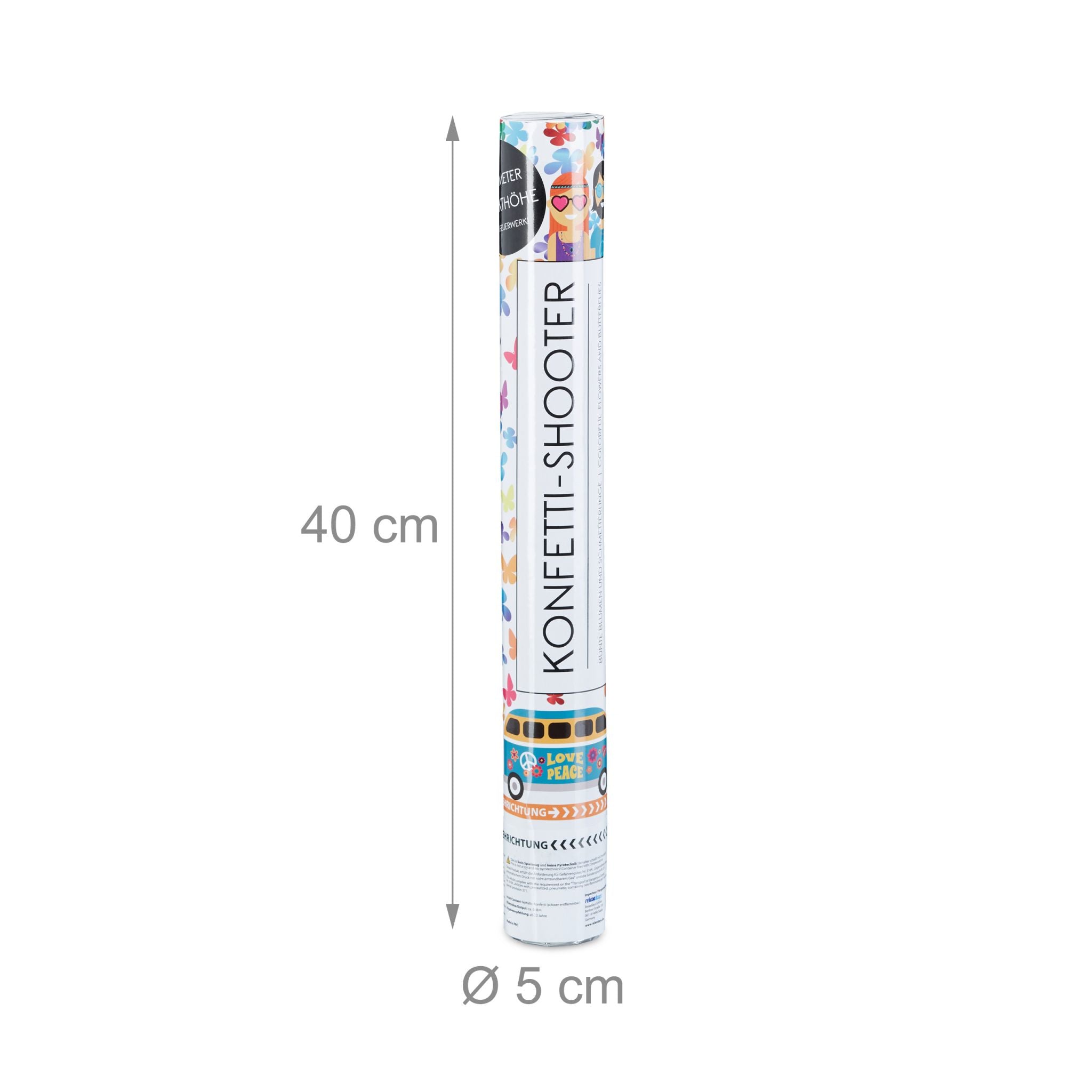 Party Popper bunt mit Schmetterlingen Weiss-Gold-Lila von Relaxdays