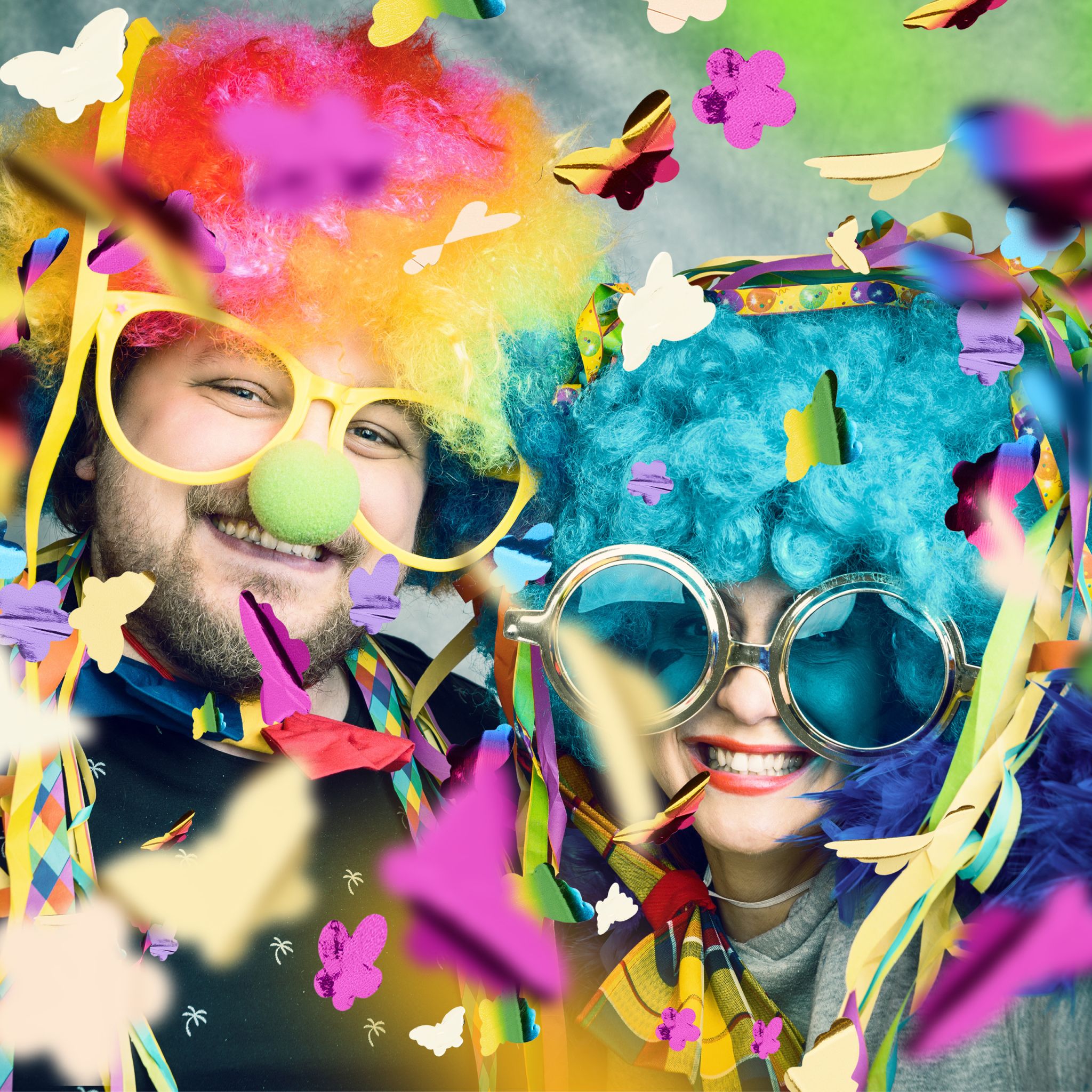 Party Popper bunt mit Schmetterlingen Weiss-Gold-Lila von Relaxdays