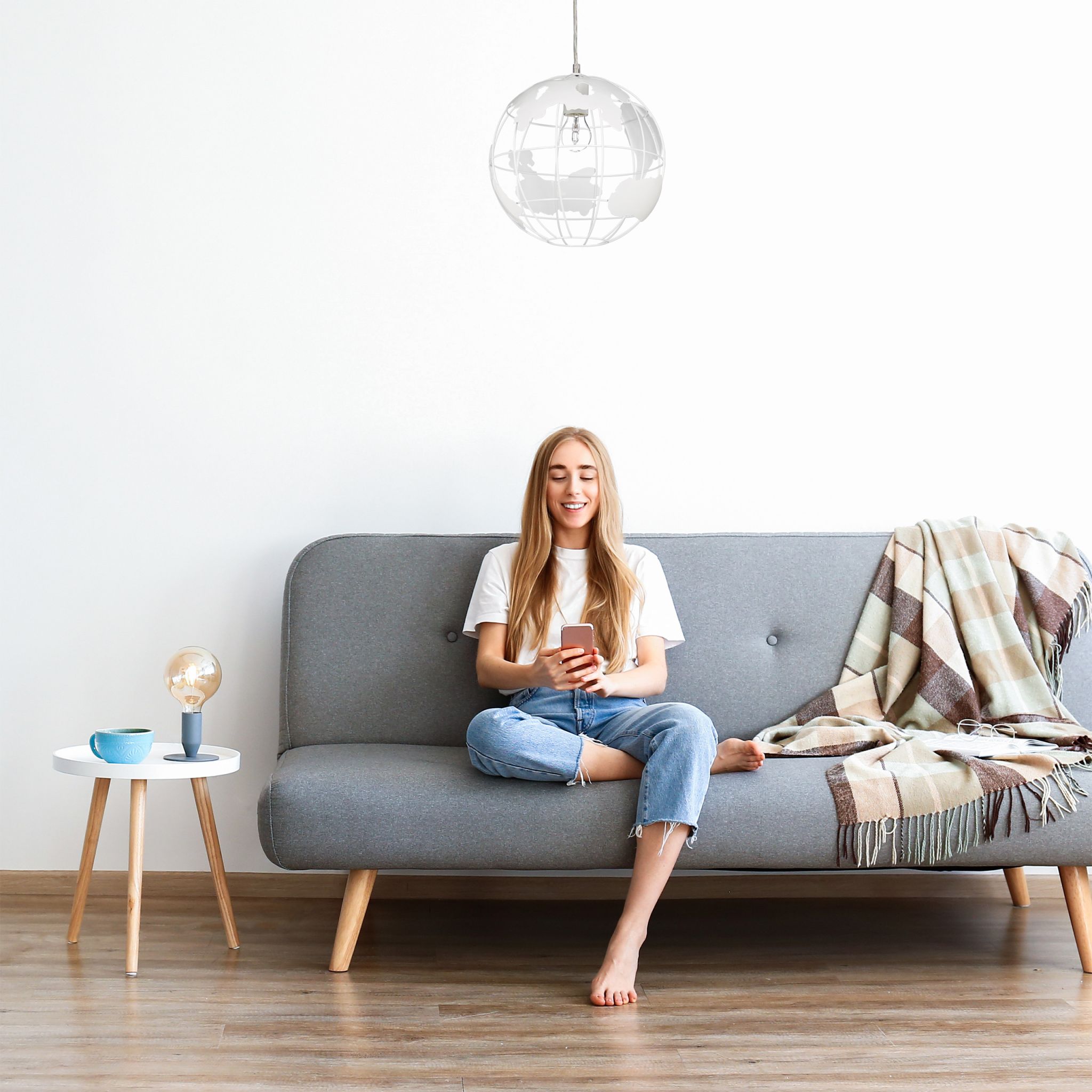 Hängeleuchte Kugel Weiss von Relaxdays