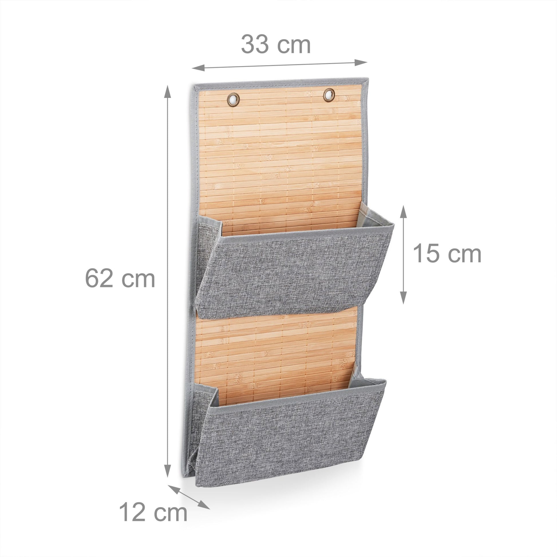 Hängeaufbewahrung Bad für Wand und Tür Hellbraun-Grau von Relaxdays