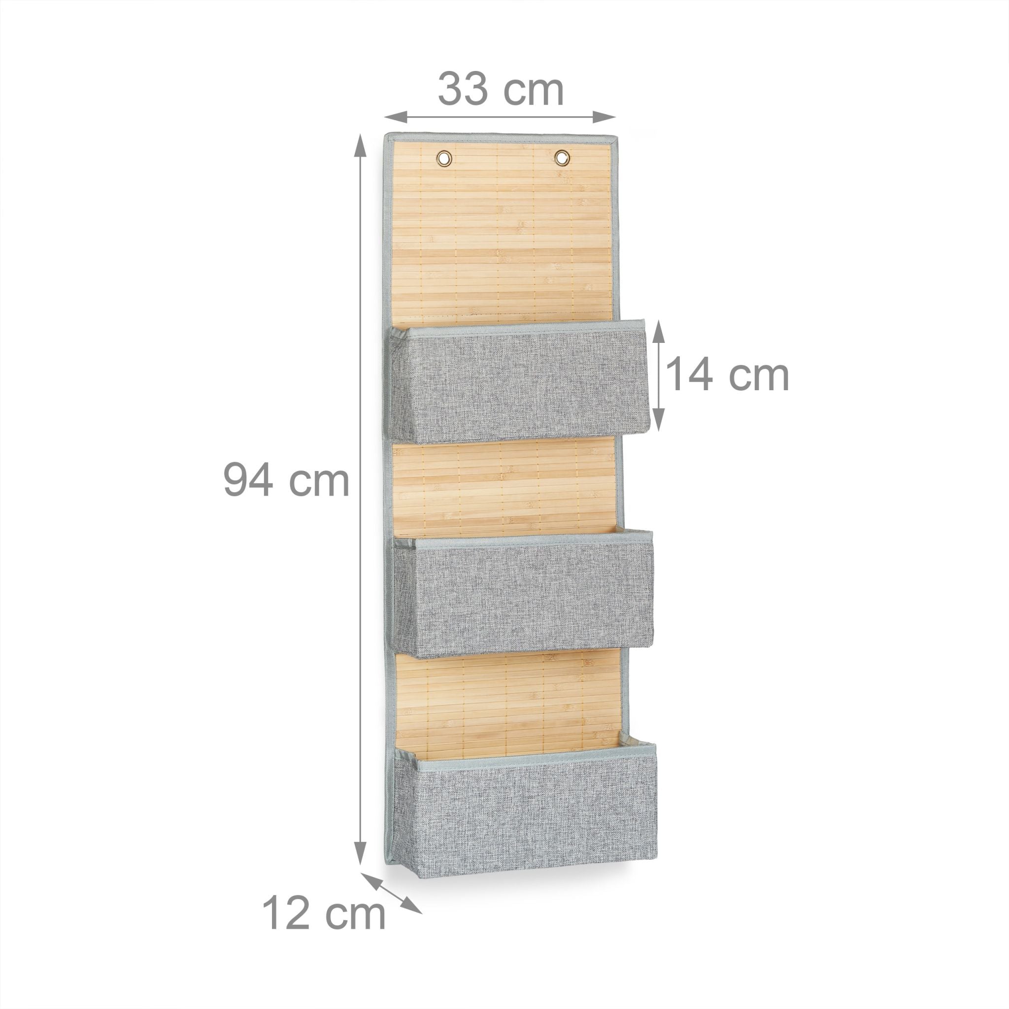 Hängeaufbewahrung Bad für Wand und Tür Hellbraun-Grau von Relaxdays