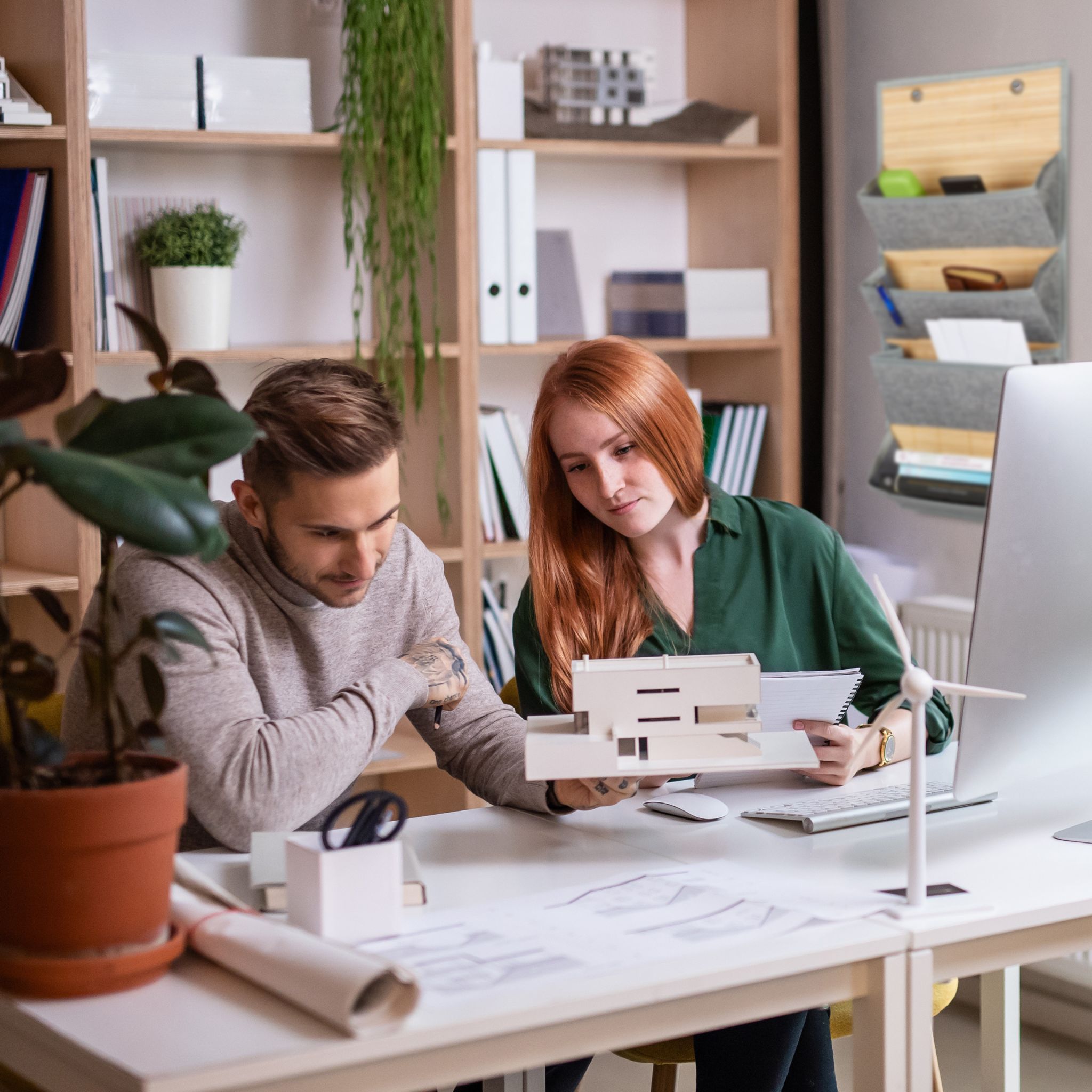 Wandorganizer Bambus für Büro und Flur Hellbraun-Grau von Relaxdays