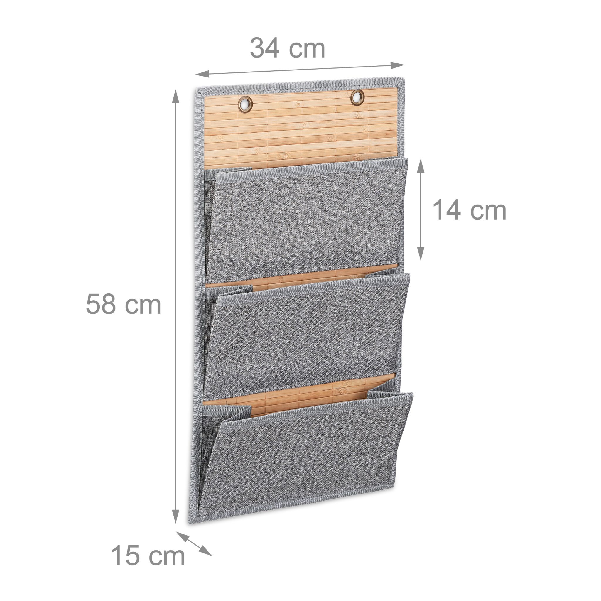 Wandorganizer Bambus für Büro und Flur Hellbraun-Grau von Relaxdays