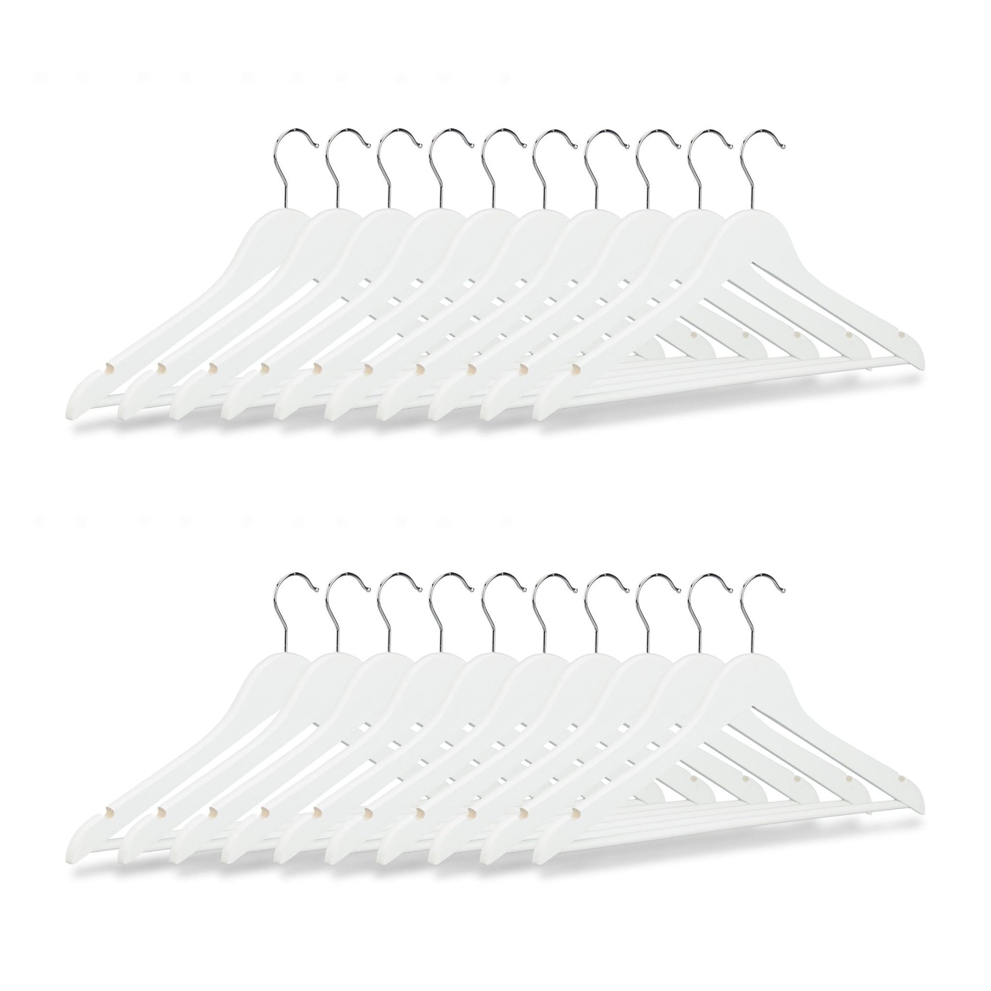 Kleiderbügel 20er-Set mit Hosenstange Weiss-Silber von Relaxdays