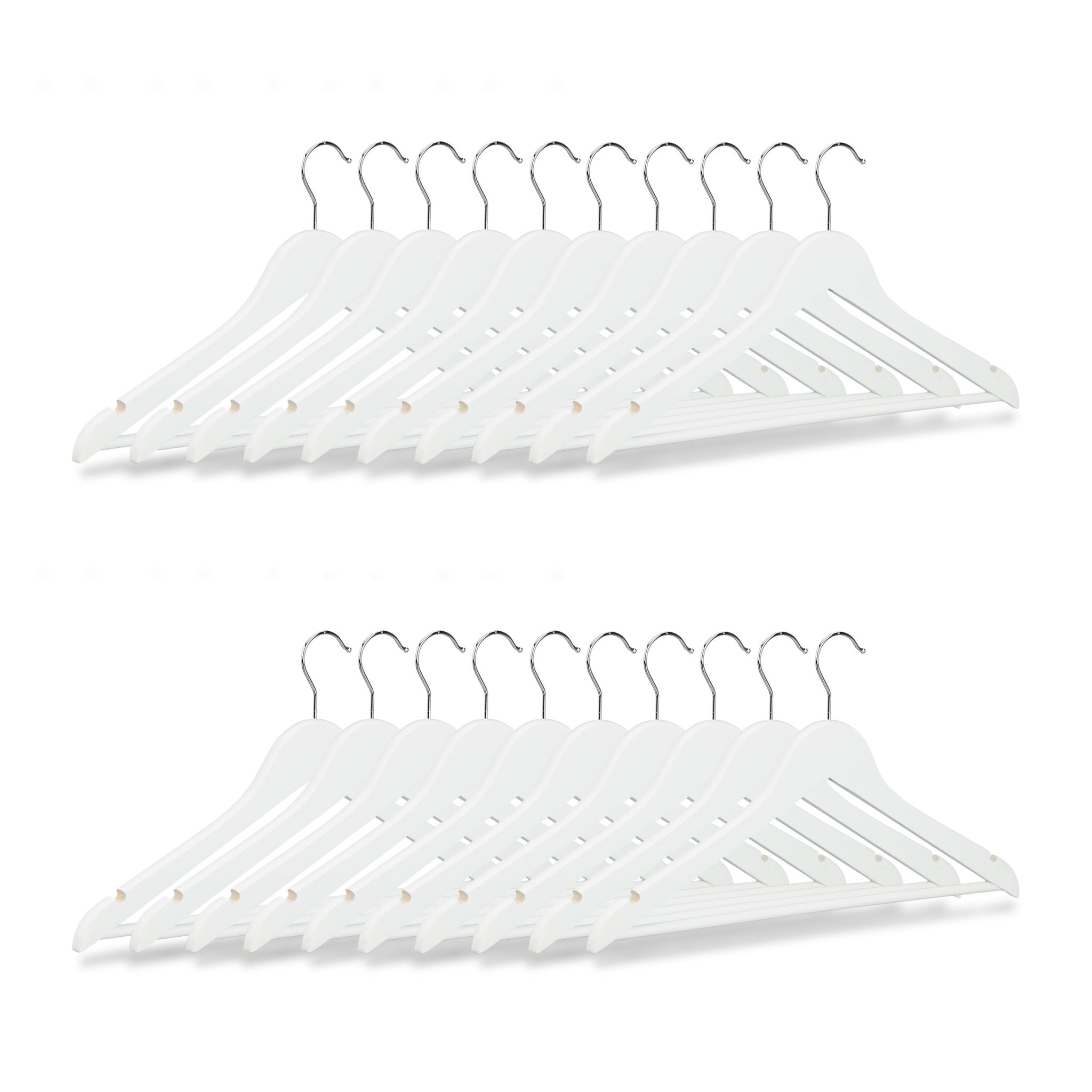 Kleiderbügel 20er-Set mit Hosenstange Weiss-Silber von Relaxdays