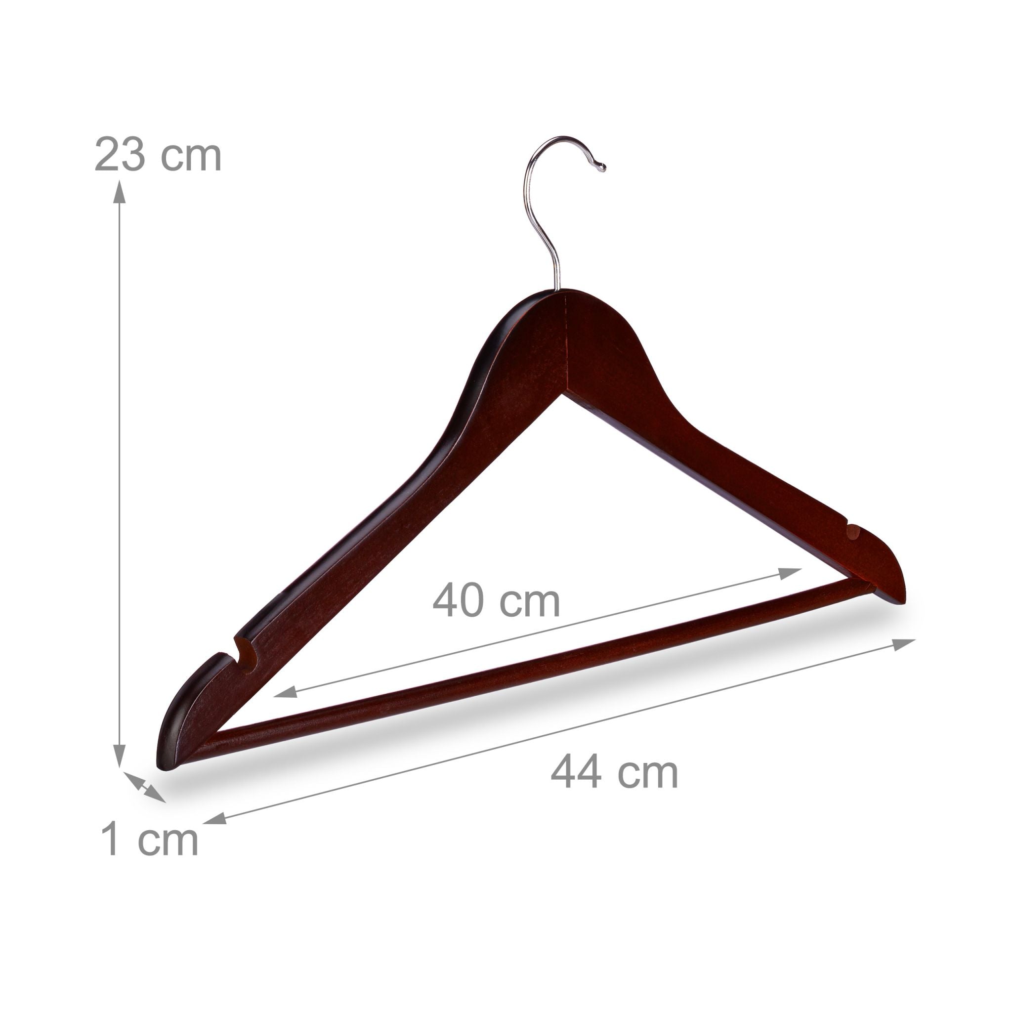 Kleiderbügel 20er-Set mit Hosenstange Braun-Silber von Relaxdays