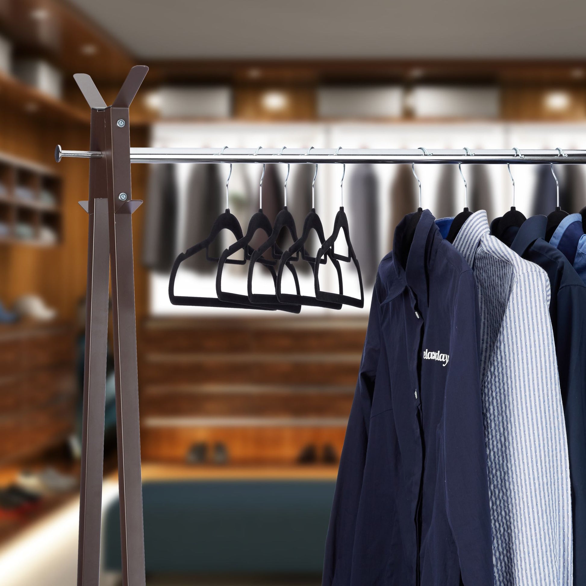 Kleiderbügel schmal 20er-Set Samt Schwarz-Silber von Relaxdays