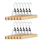 Hosenspanner Holz 12er-Set Hellbraun-Schwarz-Silber von Relaxdays