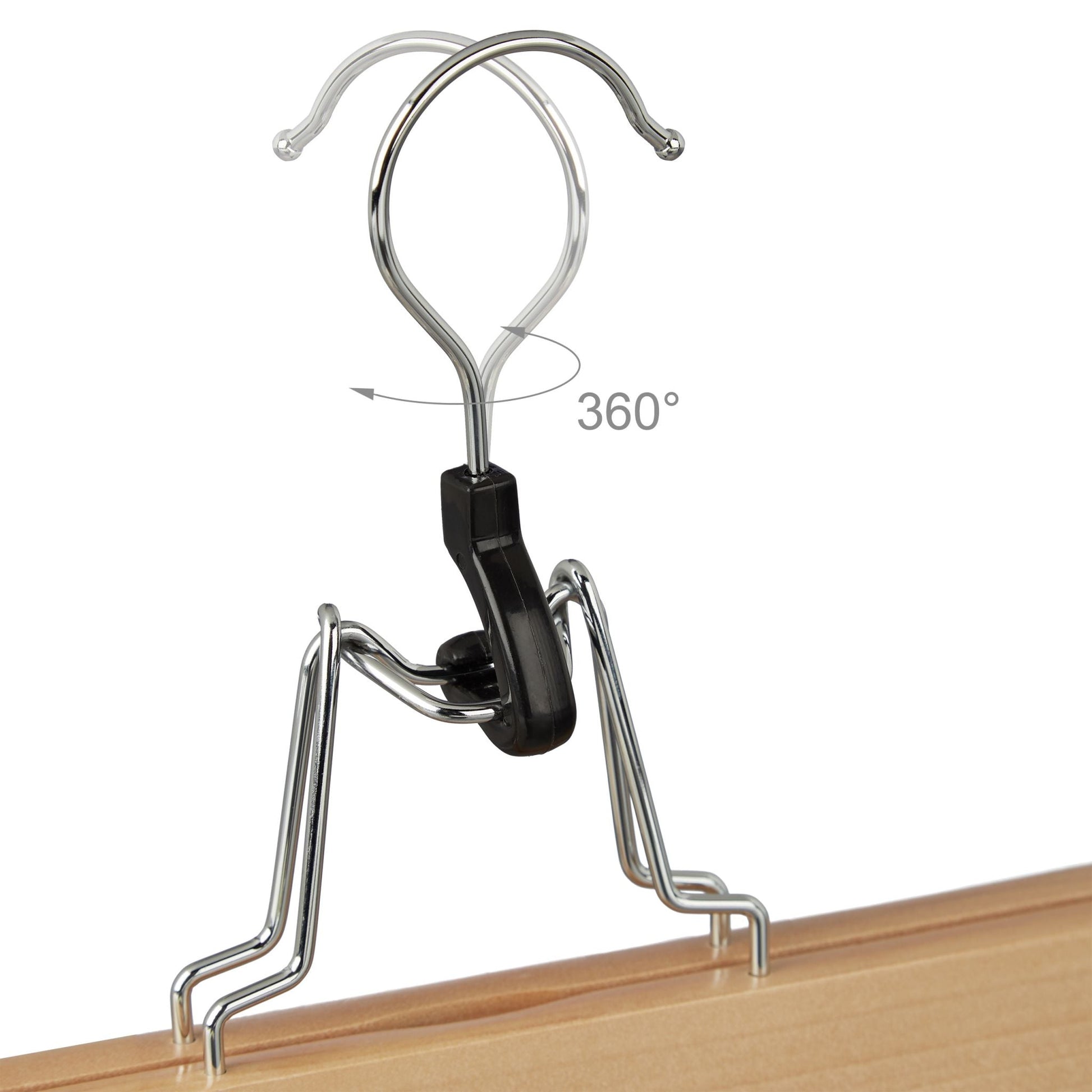 Hosenspanner Holz 12er-Set Hellbraun-Schwarz-Silber von Relaxdays