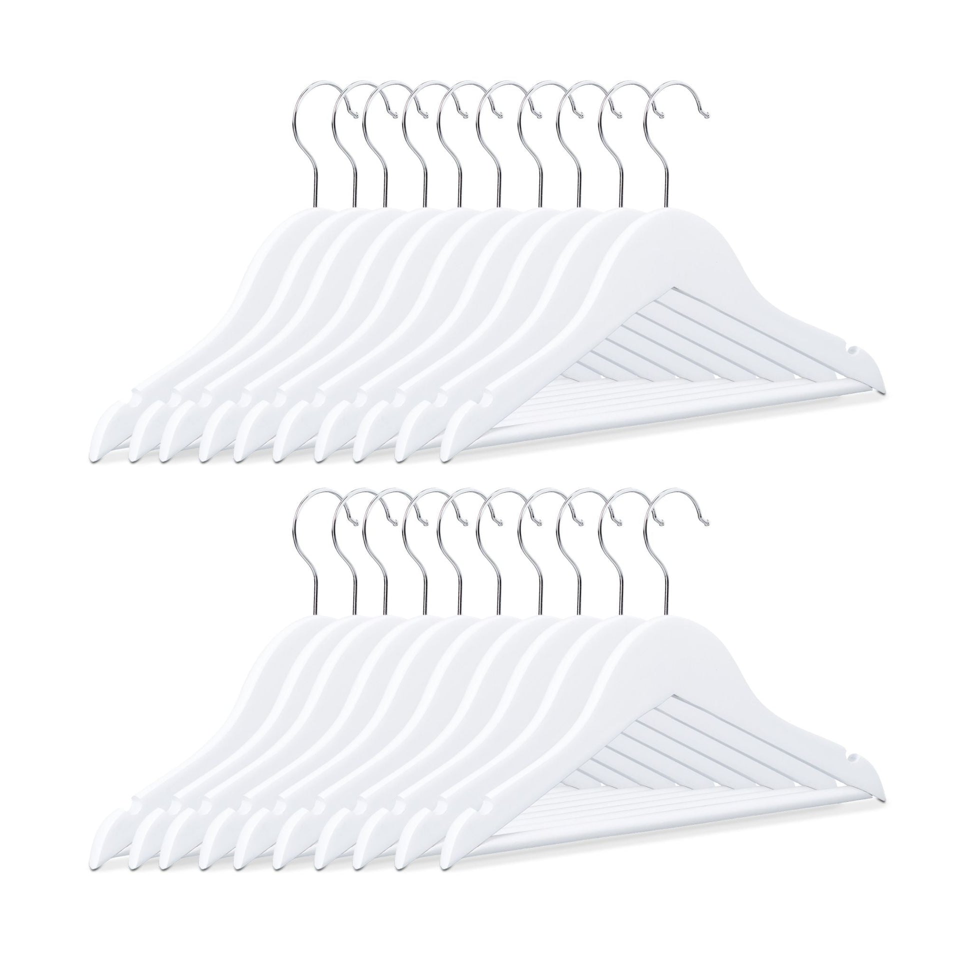 Kinderkleiderbügel Holz 20er-Set Weiss-Silber von Relaxdays